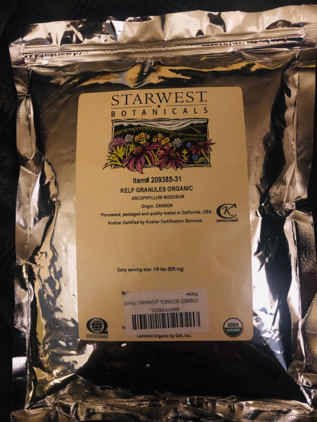 Starwest Botanicals Organic Kelp Granules - Natural Dried Kelp, Certified Kosher, Non-GMO - Bulk 1 lb Bag customer photo 2