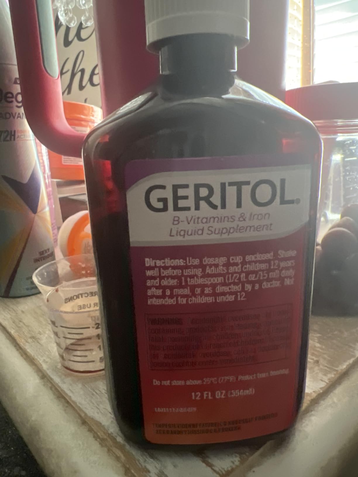 Geritol Liquid Vitamin and Iron Supplement, Energy Support Vitamins, Contains High Potency B-Vitamins and Iron, Easy to Swallow, No Artificial Sweeteners, Non-GMO, 12 Oz customer photo 2