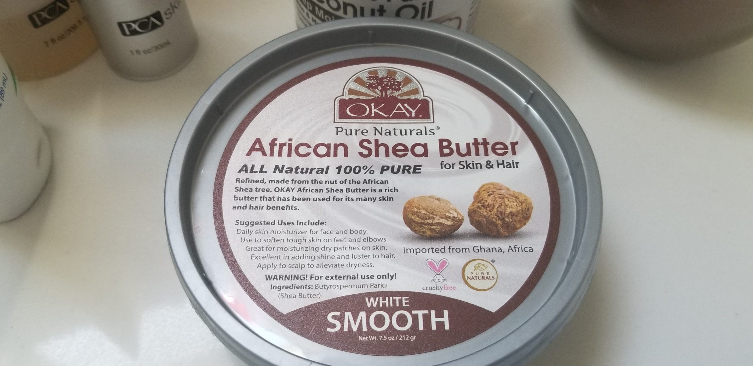 OKAY Pure Naturals White Shea Butter for Hair and Skin - Raw African Shea Butter for Women and Men, Daily Moisturizer for Face and Body, Helps with Stretch Marks, Soothes Dry Skin - 7.5 Oz Jar customer photo 1