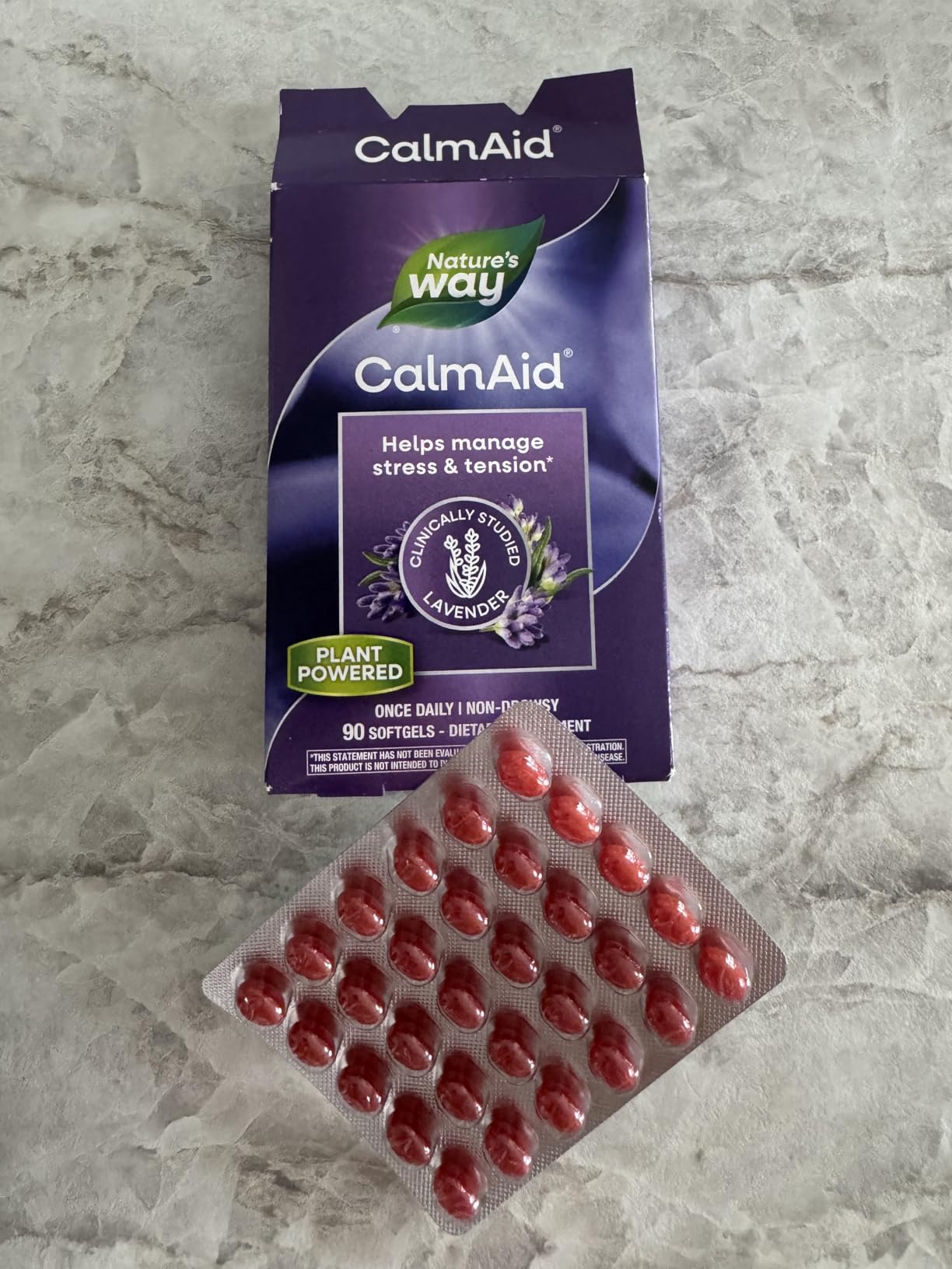 Nature's Way CalmAid Lavender Oil Supplement for Calm & Stress Support, Clinically Studied Silexan Lavender Oil, Non-Drowsy, Daily Softgels, 30 Count customer photo 1