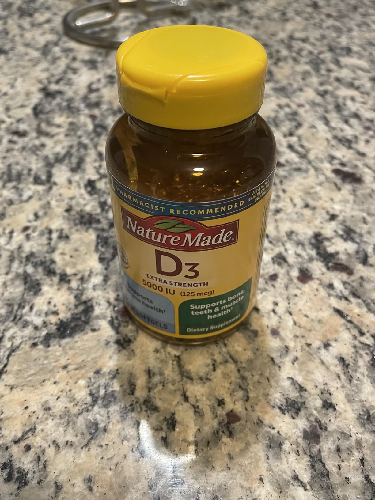 Nature Made Vitamin D3 5000 IU (125 mcg) Softgels, Extra Strength Vitamin D Supplement for Bone and Immune Health Support, 180 Count customer photo 2
