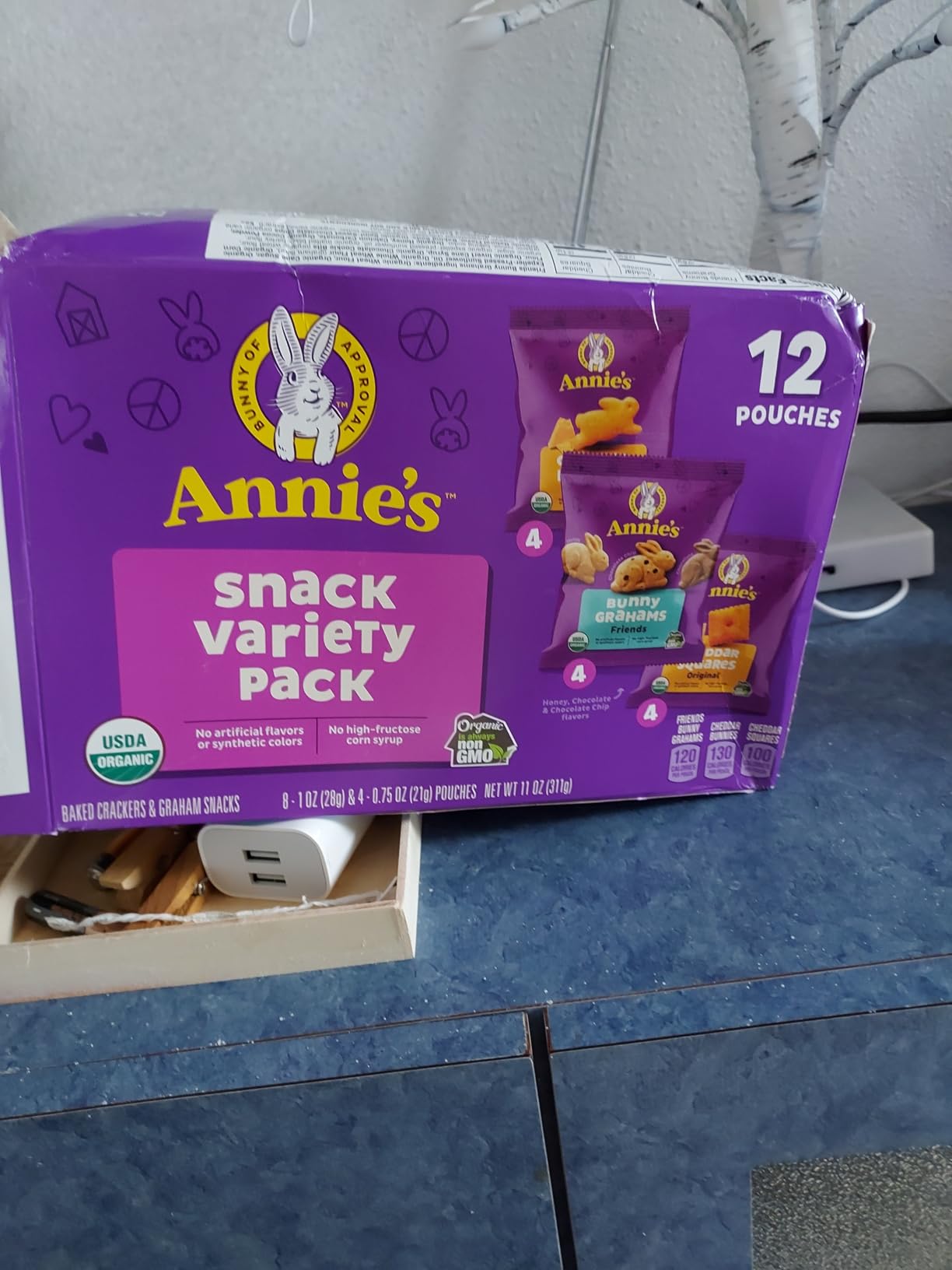 Annie's Organic Variety Pack, Cheddar Bunnies, Bunny Grahams and Cheddar Squares, 12 Pouches, 11 oz customer photo 1
