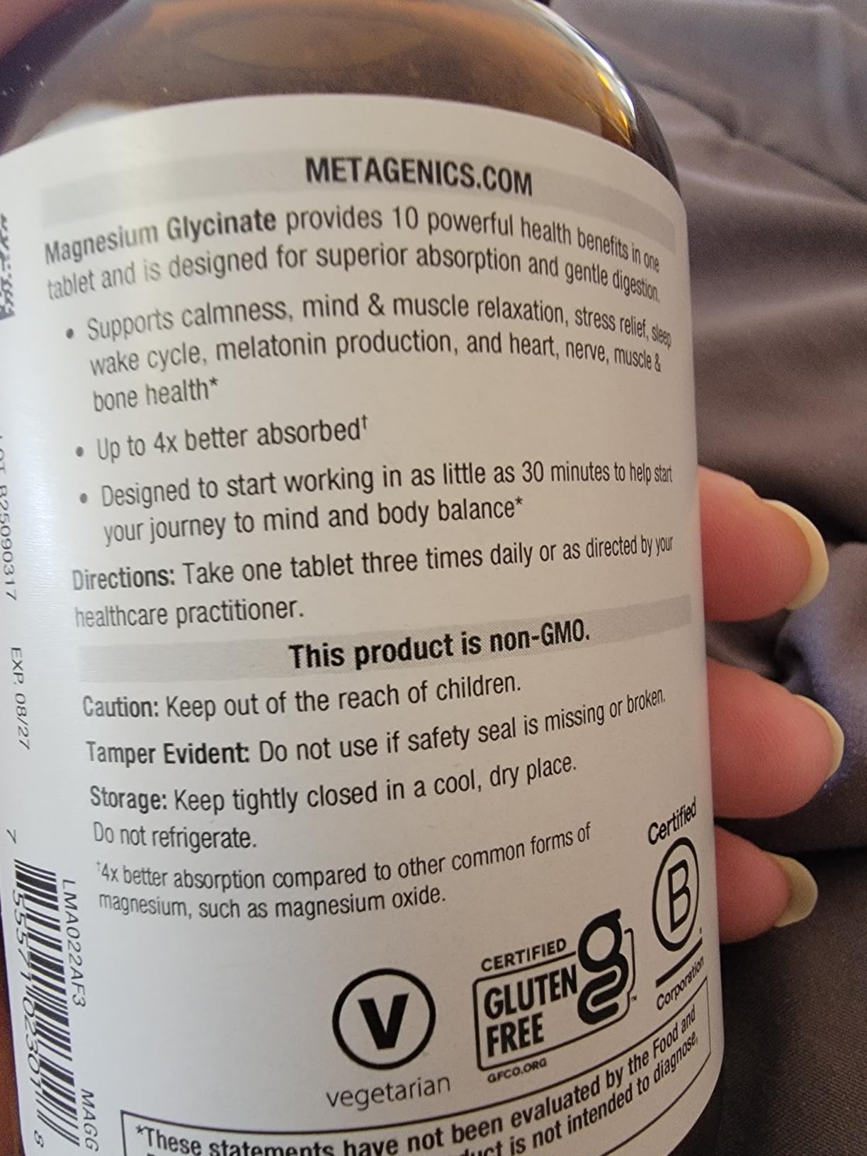 Metagenics Magnesium Glycinate 100mg - Highly Absorbable Magnesium Supplement for Sleep, Stress Relief & Muscle Relaxation - Bone, Heart & Nerve Health - Non-GMO, Gluten-Free - 120 Tablets customer photo 2