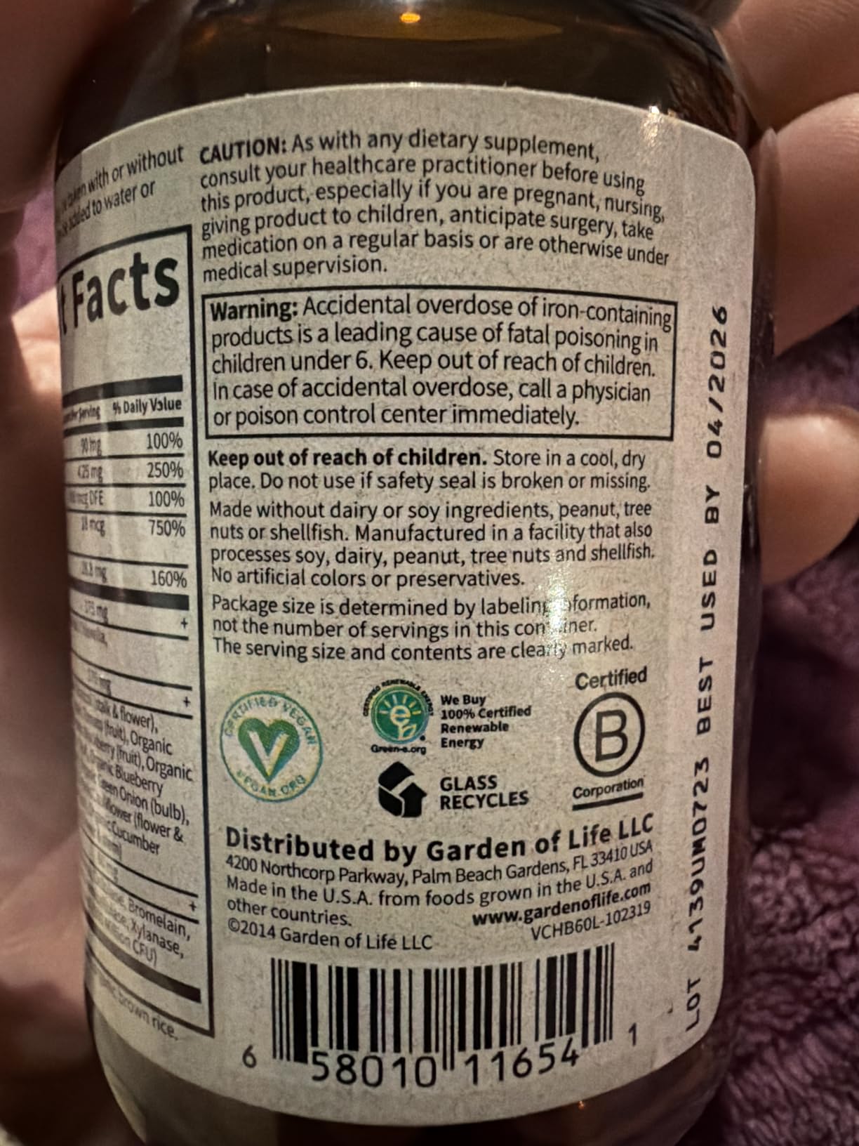 Garden of Life Vitamin Code Healthy Blood - Iron Supplement for Women, 60 Vegan Capsules, with Vitamins B, C, Trace Minerals, Fruit Veggies, Probiotics - for Energy and Anemia Support customer photo 1