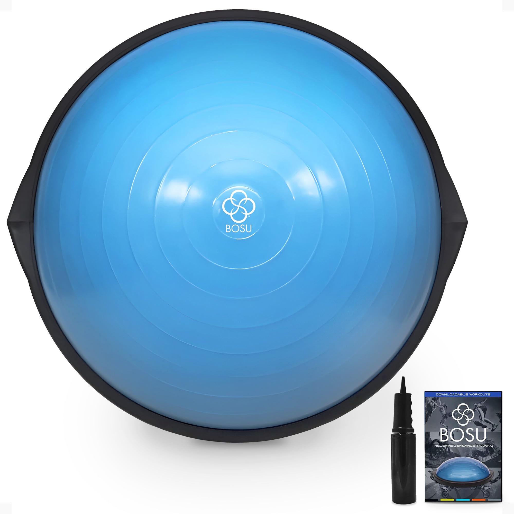 Bosu Balance Ball Exercise Trainer, Home Gym Equipment w/Guided Workouts & Pump, 26