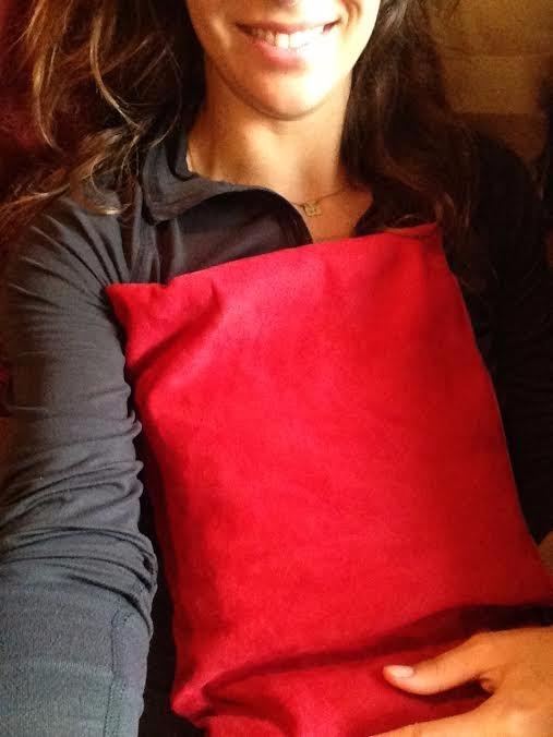 Double Square Red Denim Cherry Pit-Stone Pillow, Microwavable Hot/Cold Compress, Sustainable Heating Pad, Moist Heat, Muscle Joint Pain Relief, Gift. customer photo 1