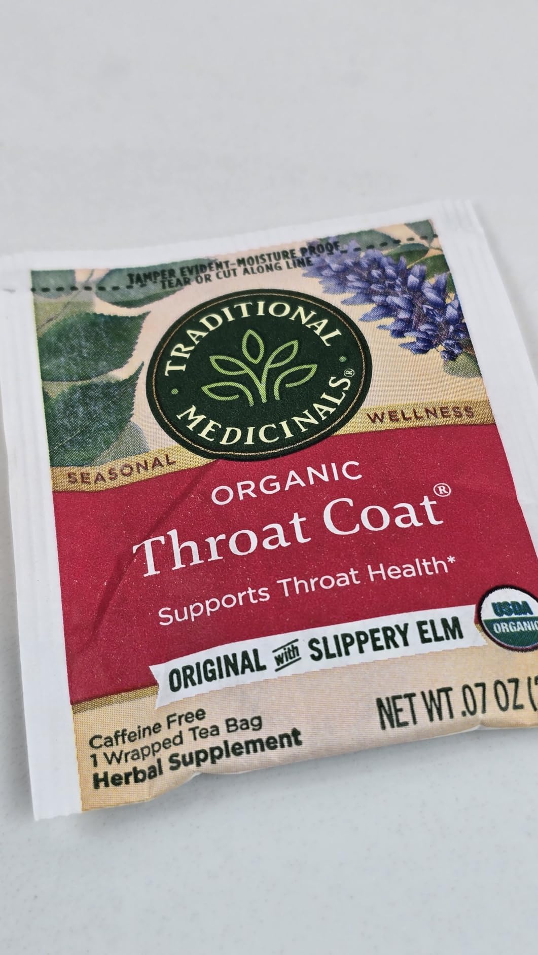 Traditional Medicinals Organic, Throat Coat Tea, Original with Slippery Elm - Supports Throat Health - Kosher, Non-GMO, Caffeine-Free, Compostable - 16 Tea Bags customer photo 1