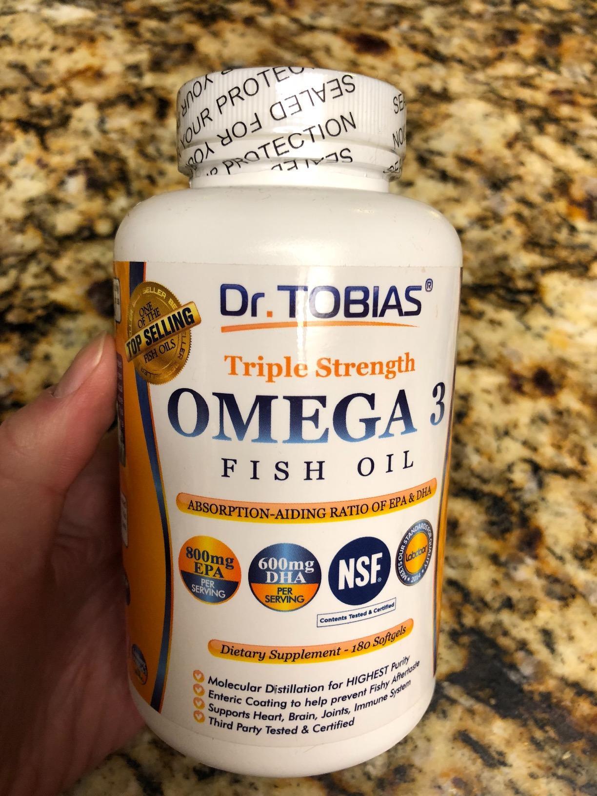 Dr. Tobias Omega 3 Fish Oil 2000mg Triple Strength with 800mg EPA 600mg DHA Per Serving | Fish Oil Omega 3 Supplements for Heart Brain & Immune Support - 180 Softgels (90 Servings) customer photo 2