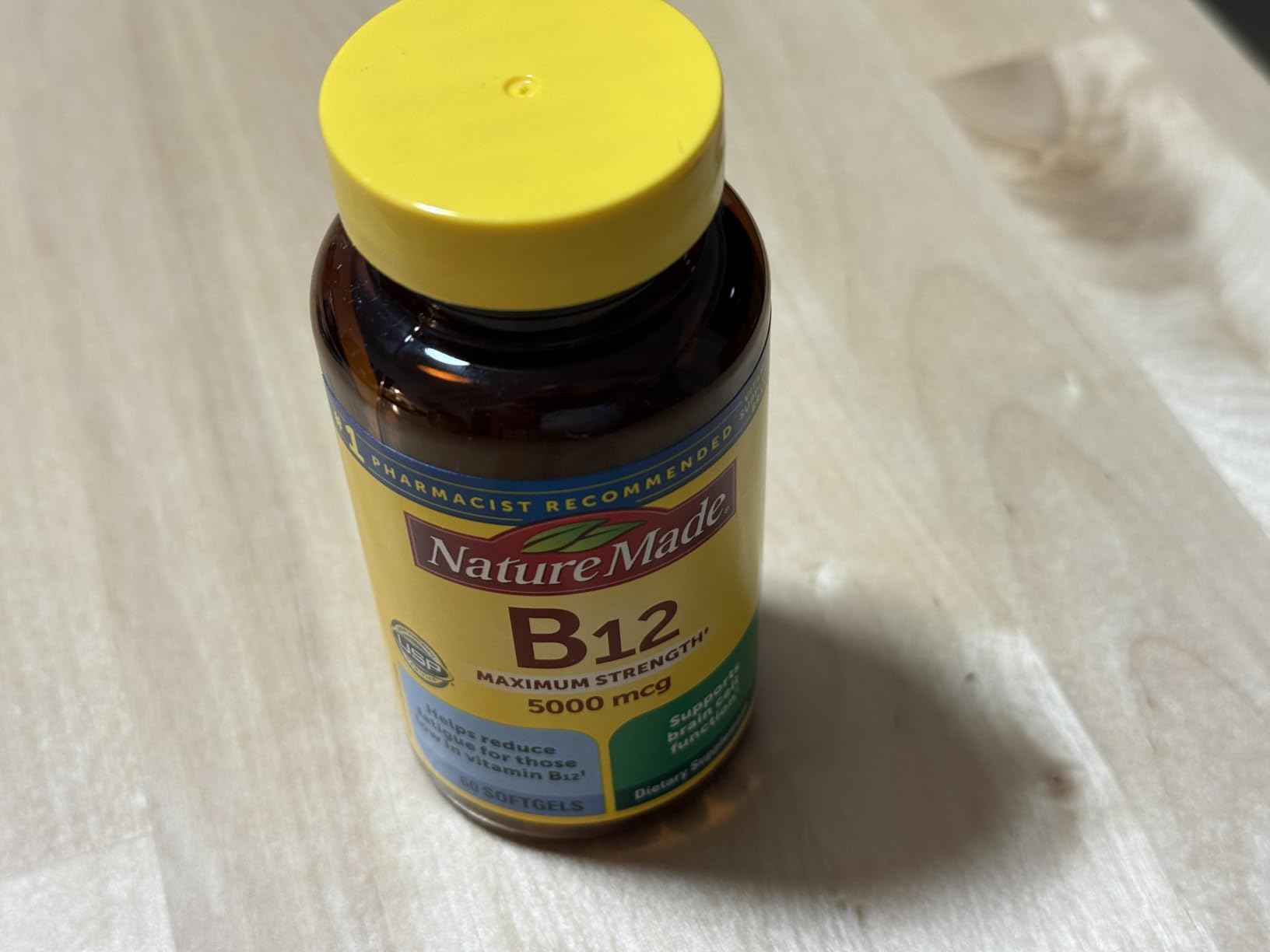 Nature Made Maximum Strength Vitamin B12 5000 mcg, Dietary Supplement for Energy Metabolism Support, 60 Softgels, 60 Day Supply customer photo 1
