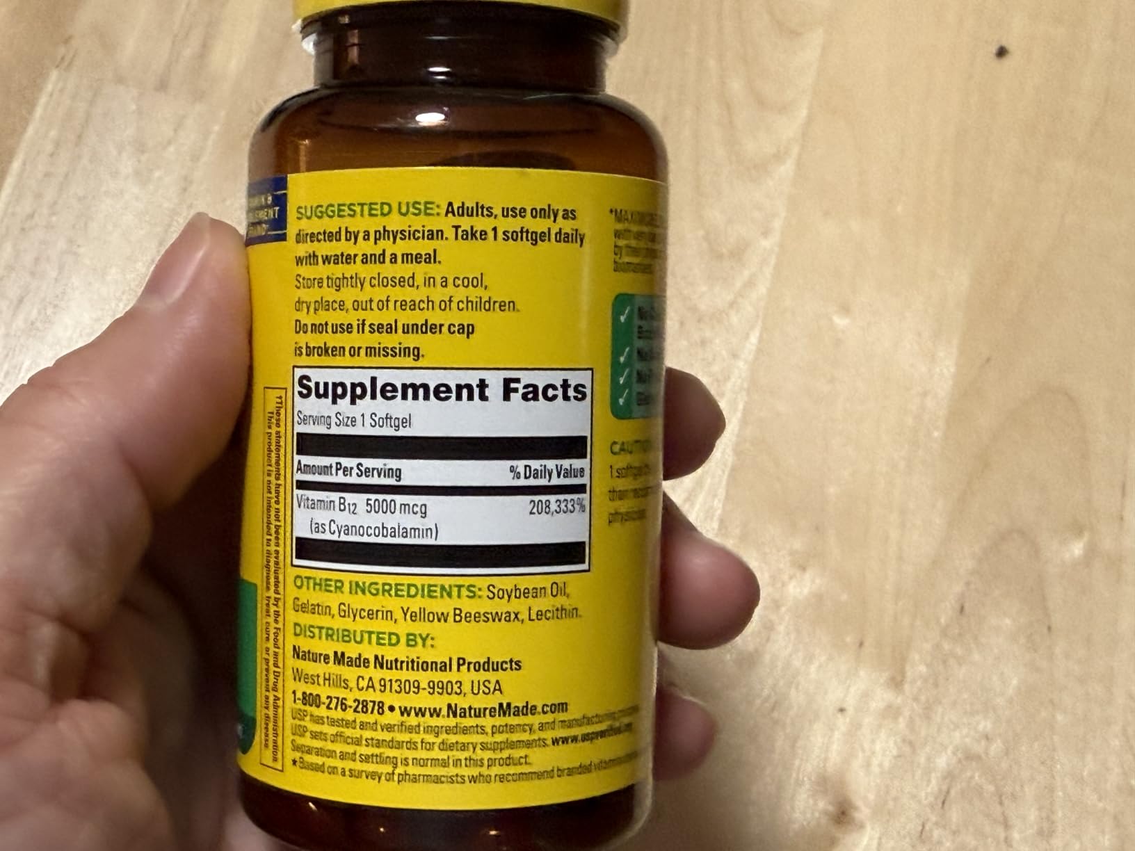 Nature Made Maximum Strength Vitamin B12 5000 mcg, Dietary Supplement for Energy Metabolism Support, 60 Softgels, 60 Day Supply customer photo 2