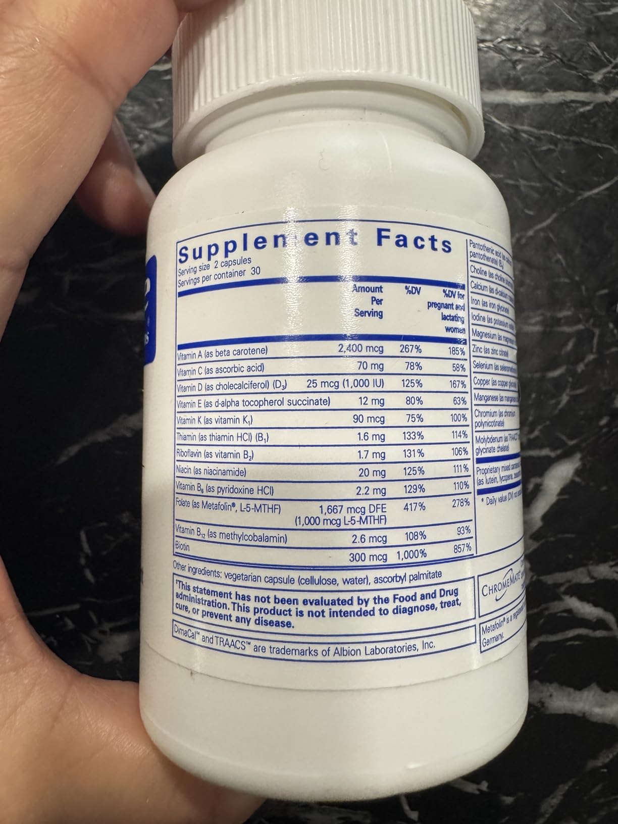 Pure Encapsulations PreNatal Nutrients - for Pregnancy & Lactation - Aids Energy & DNA Development* - with Folate, Choline & Iron - Gluten Free & Non-GMO - 120 Capsules customer photo 2