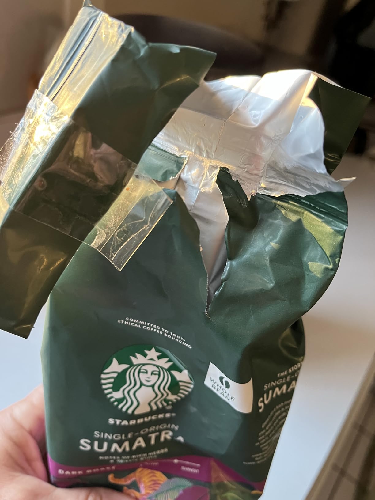 Starbucks Whole Coffee Beans, Dark Roast, Single-Origin Sumatra, 12 oz customer photo 2