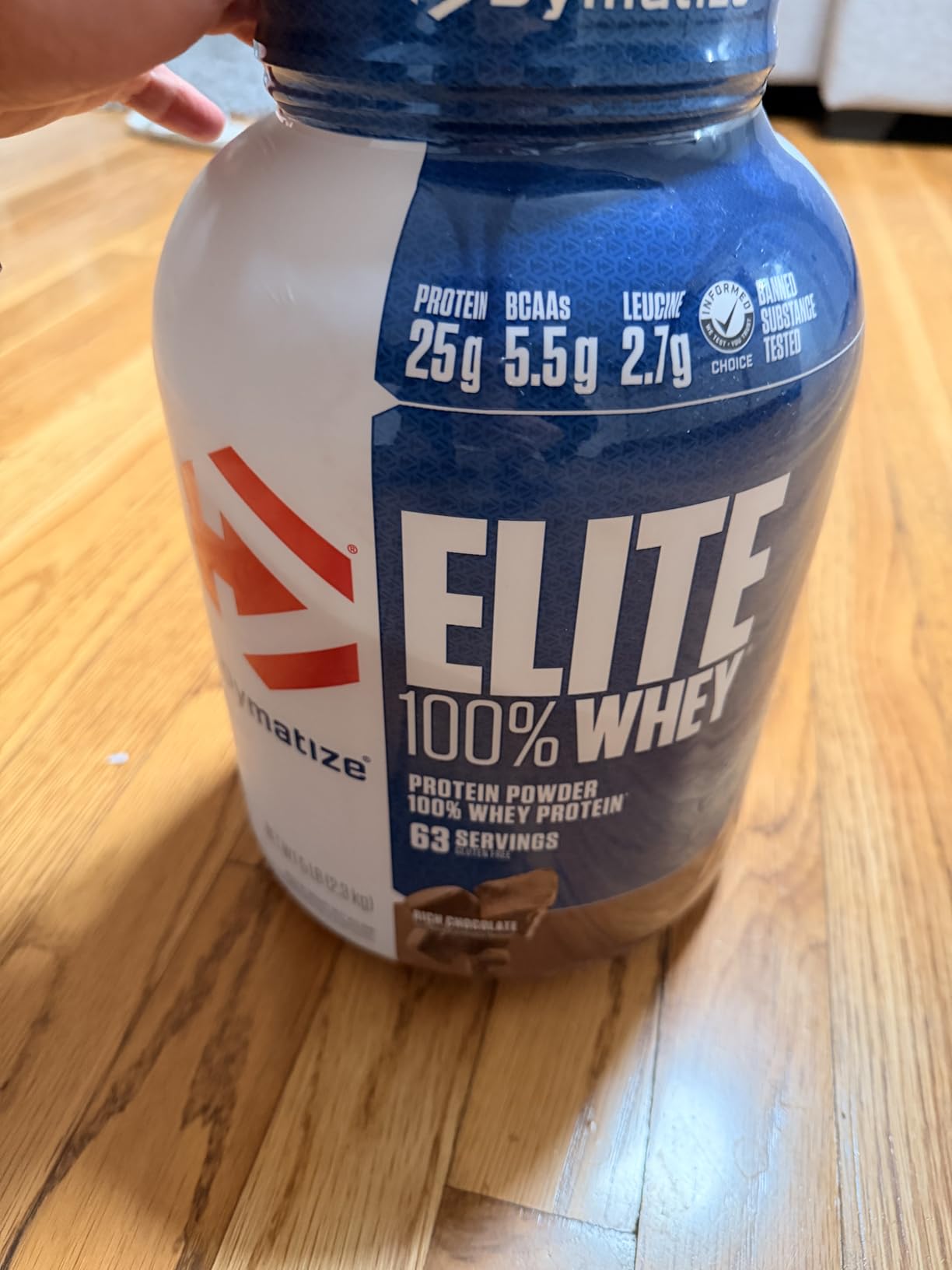 Dymatize Elite 100% Whey Protein Powder, Chocolate, 25g of Protein, 5.5g BCAAs, Gluten Free customer photo 2