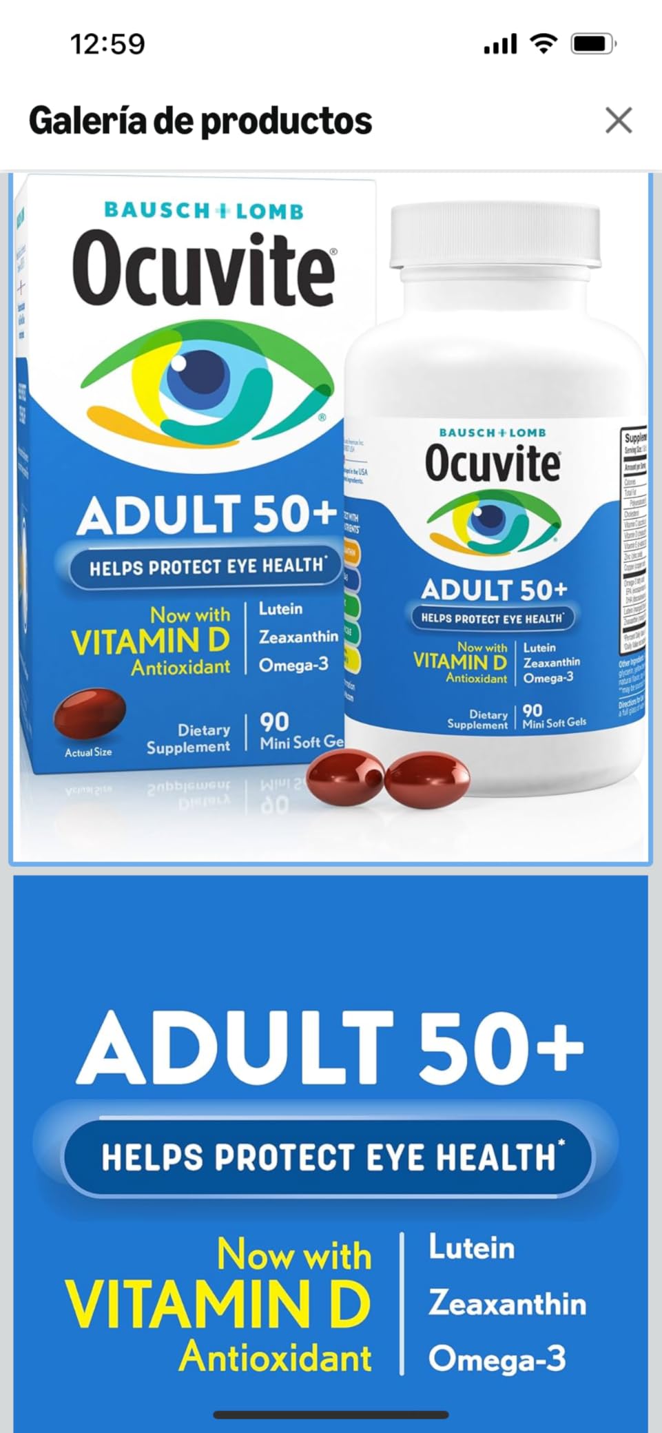 Ocuvite 50+ Eye Vitamin & Mineral Supplement, Multivitamin for Vision & Ocular Health with Omega-3, Zinc, Vitamins C & E, Lutein & Zeaxanthin, 90 Softgels customer photo 1