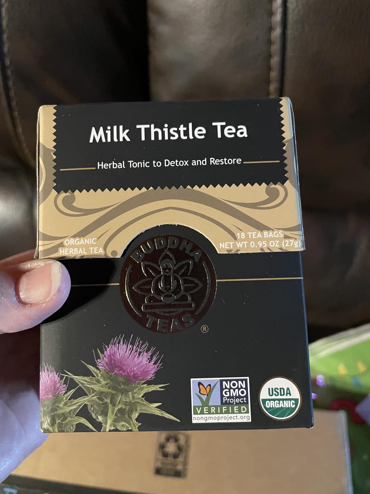 Buddha Teas - Organic Milk Thistle Tea - Herbal Tea - Single Ingredient - Mild, Earthy, Nutty Taste - Enjoy Hot or Cold - Caffeine Free - 100% Kosher & Non-GMO - 18 Tea Bags (Pack of 1) customer photo 1