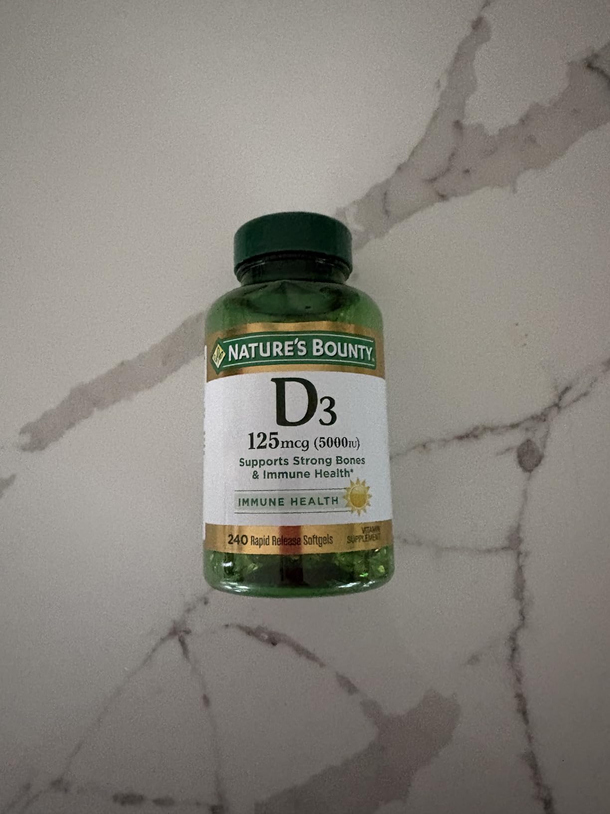Nature's Bounty Vitamin D3 5000 IU Softgels, Rapid Release, Immune Support, Vitamin D Supplements, 240 Ct customer photo 1