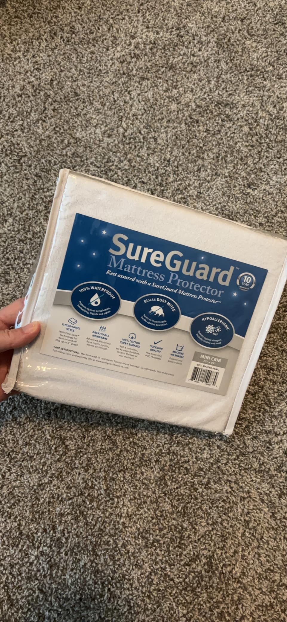 SureGuard Queen Size Mattress Protector - 100% Waterproof, Hypoallergenic - Premium Fitted Cotton Terry Cover White customer photo 2