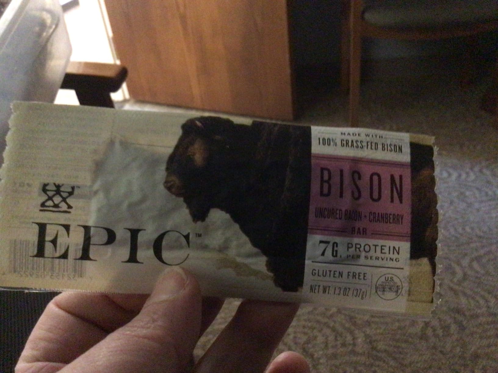 EPIC Bison Uncured Bacon and Cranberry Bars, Grass-Fed, Protein Bar, 12 Ct, 15.6 oz customer photo 1