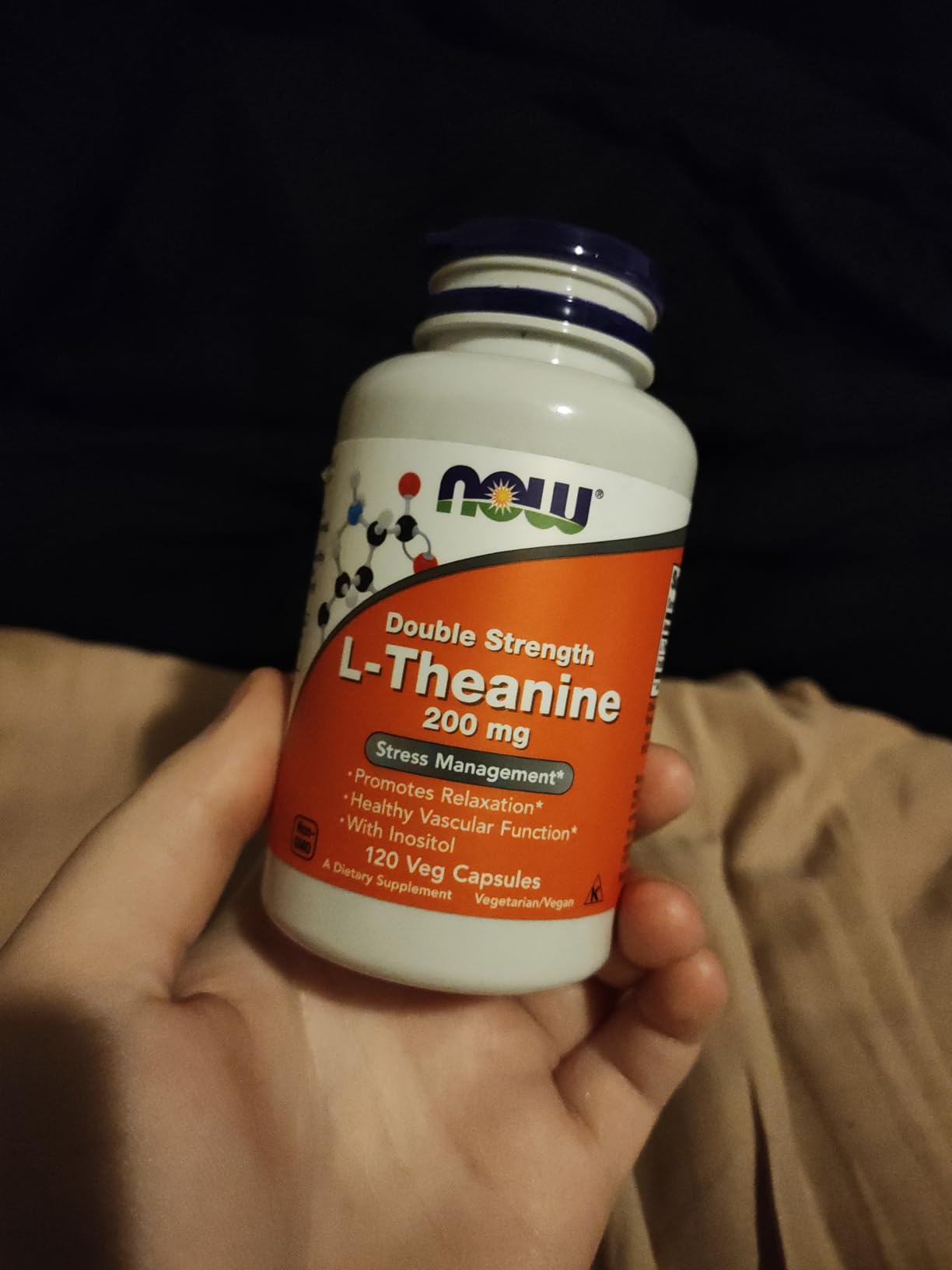 NOW Foods Supplements, L-Theanine 200 mg with Inositol, Stress Management*, 120 Veg Capsules customer photo 1