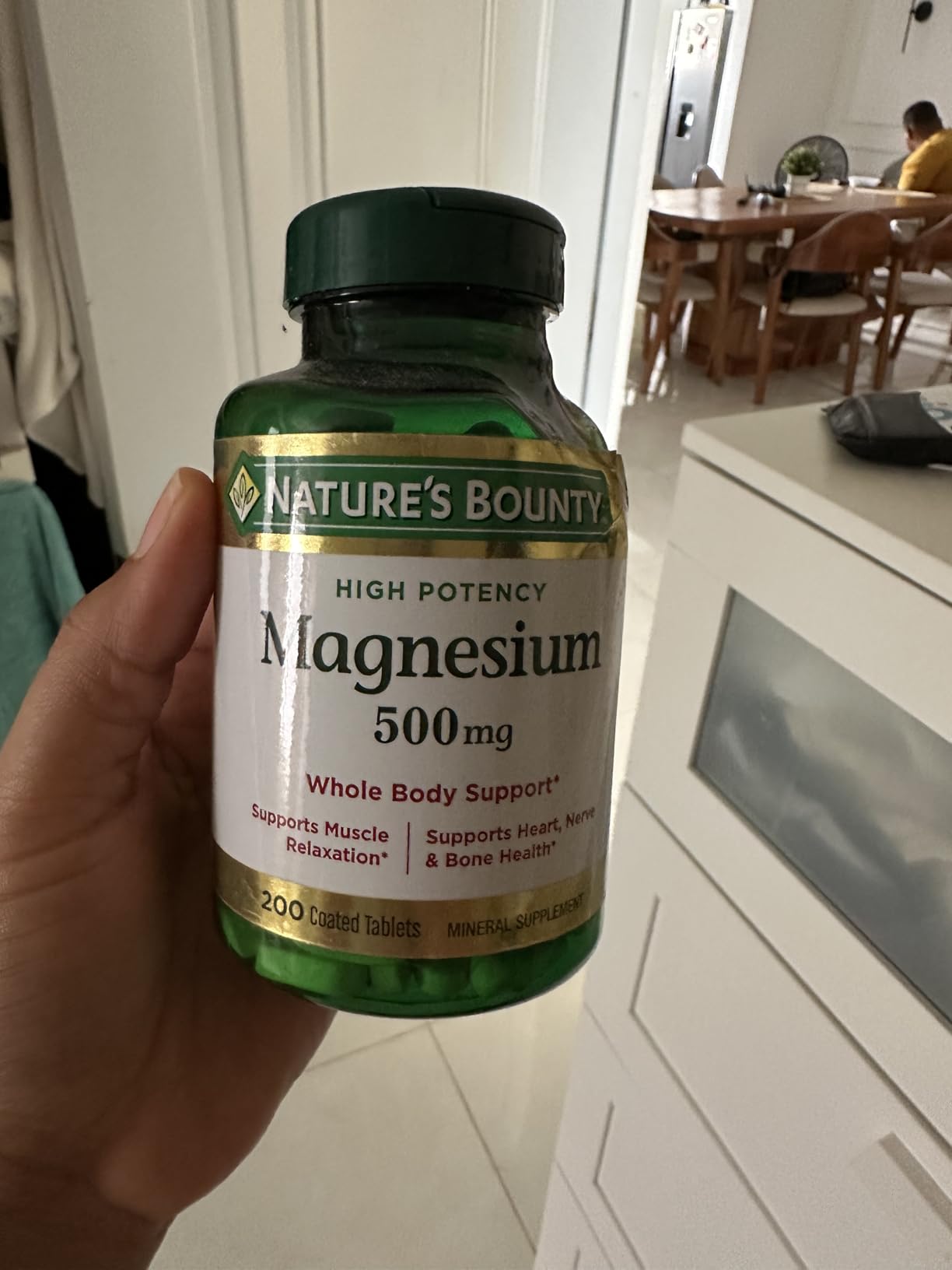 Nature's Bounty Magnesium 500 mg Tablets, High Potency Magnesium Supplement for Bone & Muscle Health, Whole Body Support, 200 Count customer photo 1
