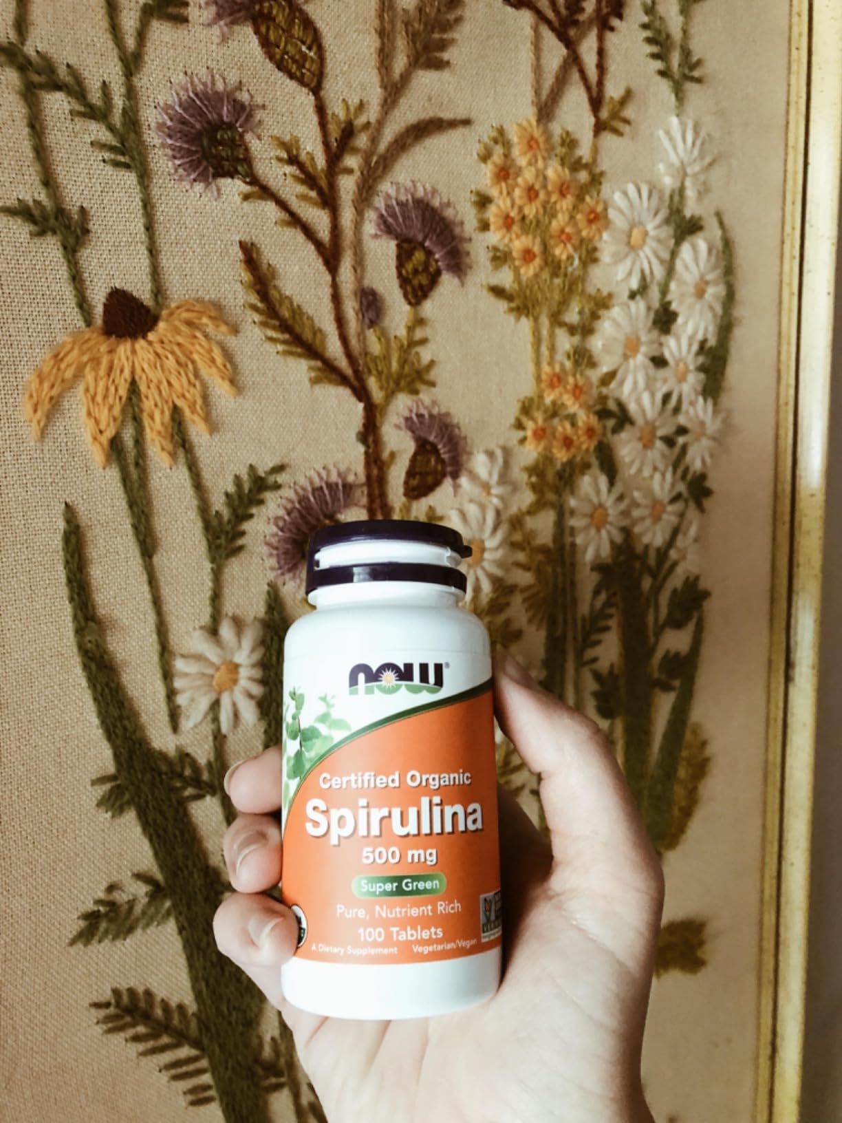 NOW Foods Supplements, Certified Organic, Spirulina 1000 mg (Double Strength), Rich in Beta-Carotene (Vitamin A) and B-12 with naturally occurring GLA, 120 Tablets customer photo 1