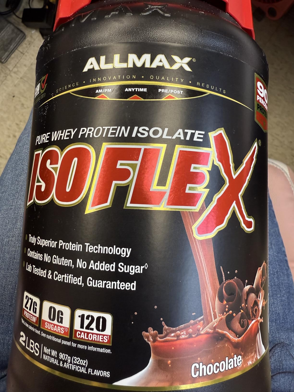 ALLMAX ISOFLEX Pure Whey Isolate Protein Powder - Gluten Free, Low Lactose, Sugar-Free - High-Protein, Clean, Keto-Friendly for Pre Post Workout Supplement for Women and Men | Chocolate, 1lb customer photo 1