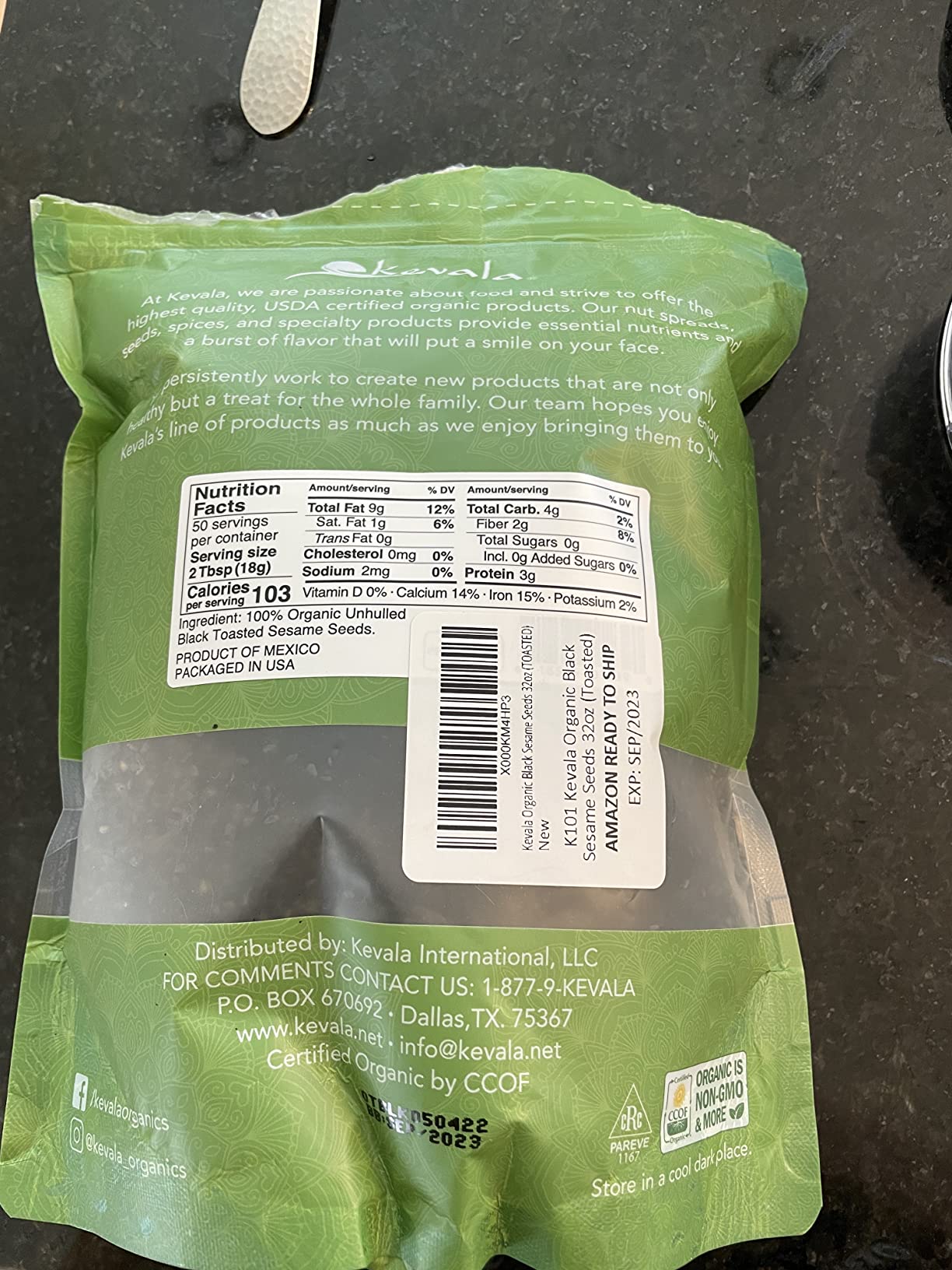 Organic Black Toasted Sesame Seeds - Unhulled Roasted Seeds Ideal for Preparing a Black Tahini Paste at Home, Ingredient for Those Interested in a Clean Diet, Gluten Free Kitchen Staple, 1 lb, 16 oz customer photo 2