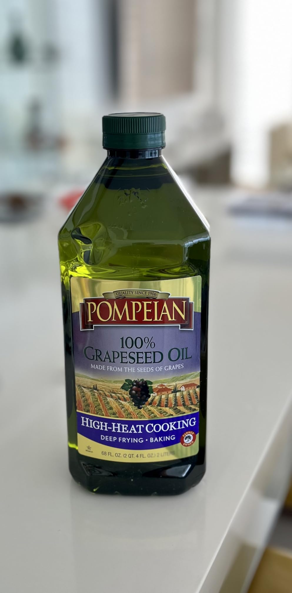 Pompeian 100% Grapeseed Oil - 68 fl oz (2 L) Grapeseed Oil for High Heat Cooking - Light and Subtle Flavor for Deep Frying and Baking Desserts - High Smoke Point - Value Size customer photo 1