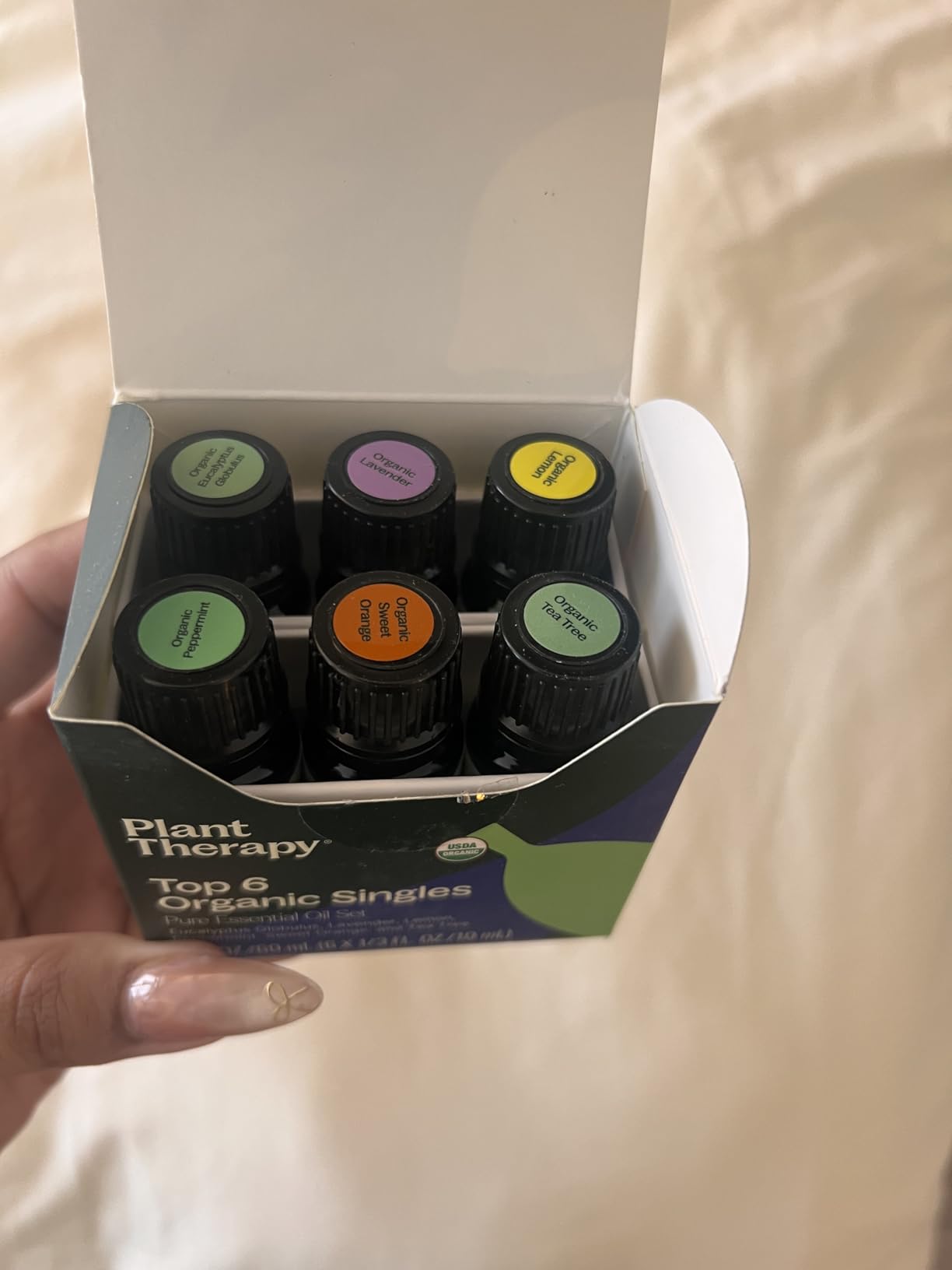 Plant Therapy Top 6 USDA Organic Essential Oil Set - Lavender, Peppermint, Eucalyptus, Lemon, Tea Tree 100% Pure, Natural Aromatherapy, for Diffusion & Topical Use, Therapeutic Grade 10 mL (1/3 oz) customer photo 2