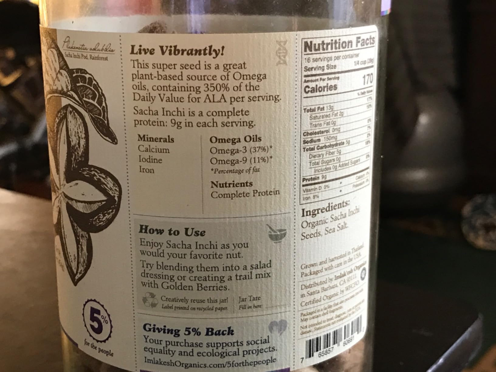 Imlakesh Organics Sacha Inchi Nuts - High Protein Superfood Nuts, 0 Net Carbs, Paleo and Keto Snack, Gluten-Free, Vegan (14oz Metal Jar) customer photo 1