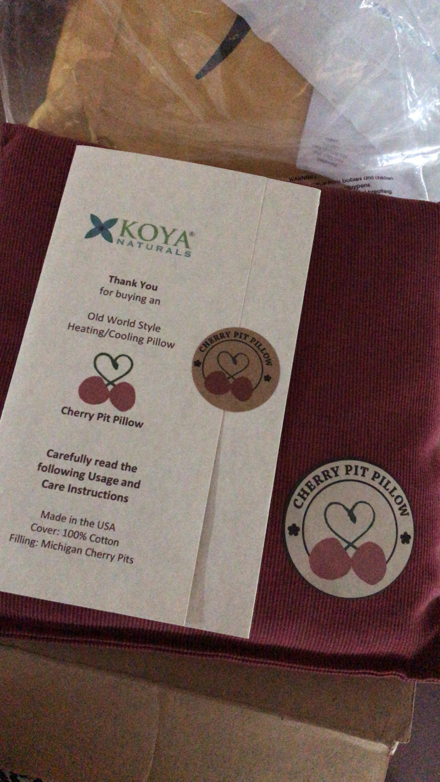 KOYA Naturals Heating Pad Microwavable - Cherry Pit/Stone/Seed Pillow Heat Pack for Neck, Muscles, Joints, Stomach Pain, Menstrual Cramps - Moist Heat Therapy - Made in the USA (Henna Red) customer photo 1