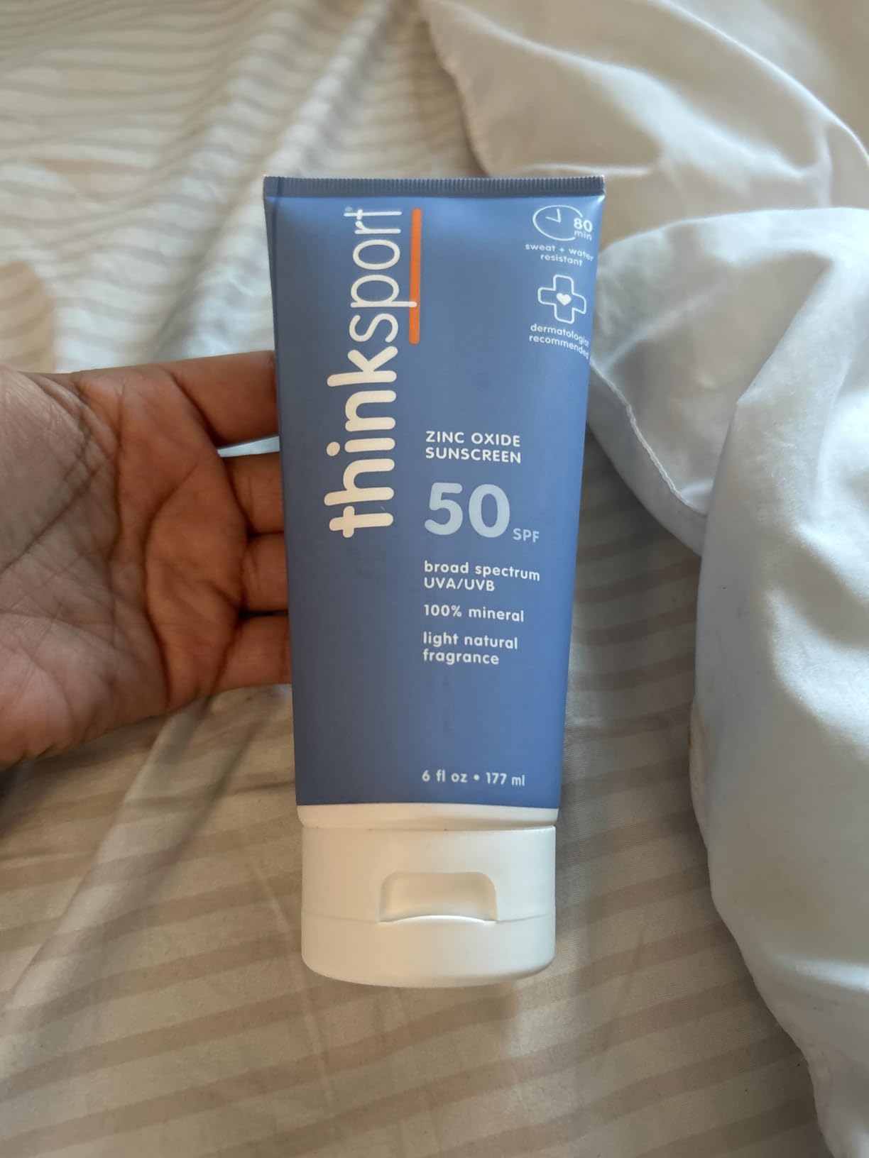 Thinksport SPF 50+ Mineral Sunscreen with Zinc Oxide, 6 Fl Oz - Safe, Natural Sunscreen Lotion for Sports & Active Use, Water Resistant Reef Safe, Broad Spectrum UVA/UVB Sun Screen for Sun Protection customer photo 1