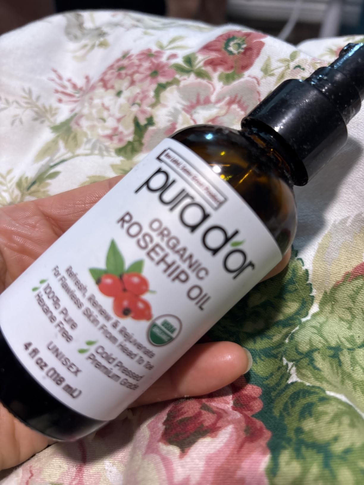 PURA D'OR 4 Oz ORGANIC Rosehip Seed Oil 100% Pure Cold Pressed USDA Certified Anti-Aging-Youthful Look-Vitamin A & C Rich-Helps Fade Appearance of Scars & Stretch Marks-Ayurvedic Hair Care, Face, Body customer photo 2