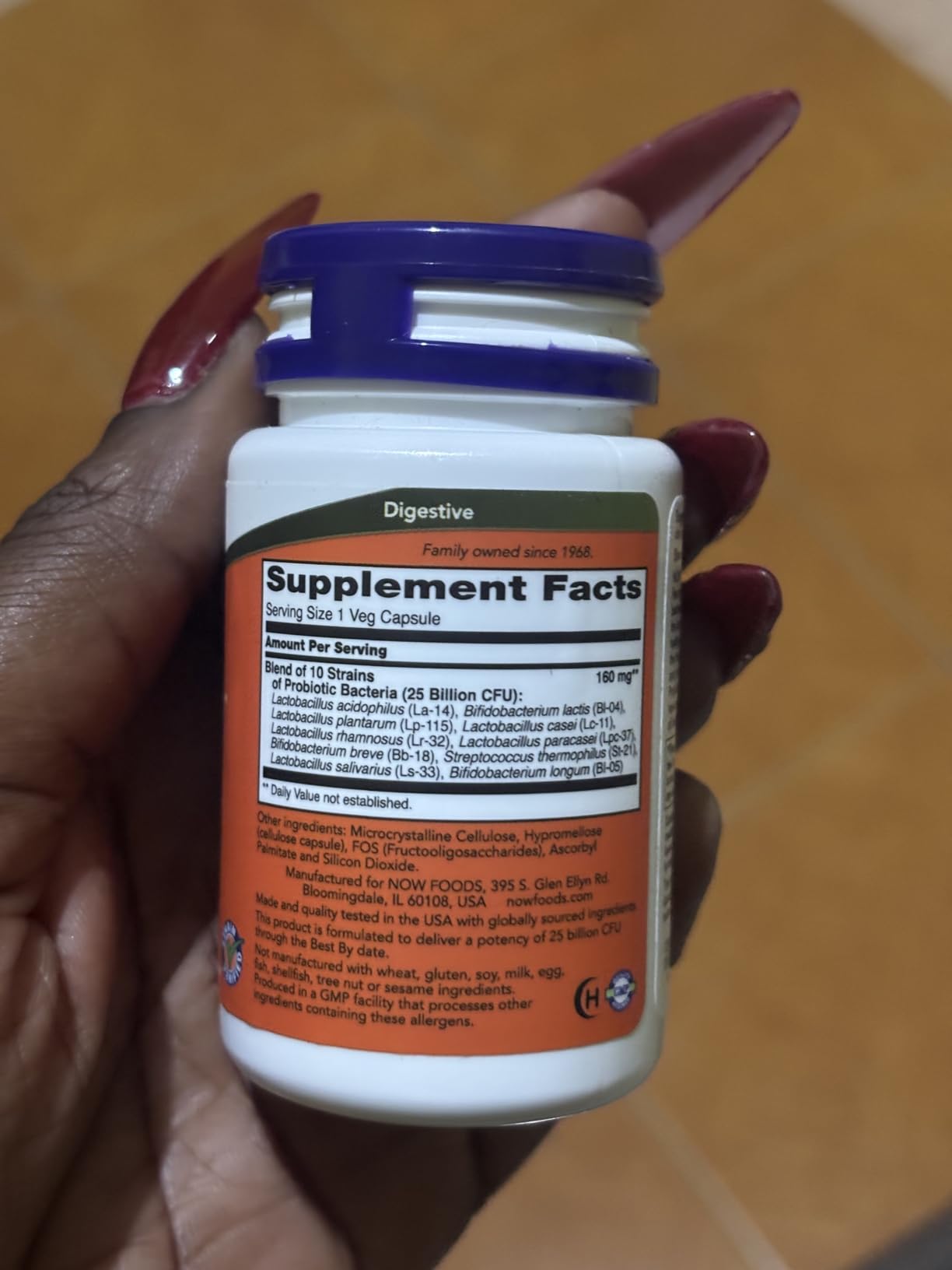 NOW Foods Supplements, Probiotic-10â„¢, 25 Billion, with 10 Probiotic Strains, Dairy, Soy and Gluten Free, Strain Verified, 100 Veg Capsules customer photo 1