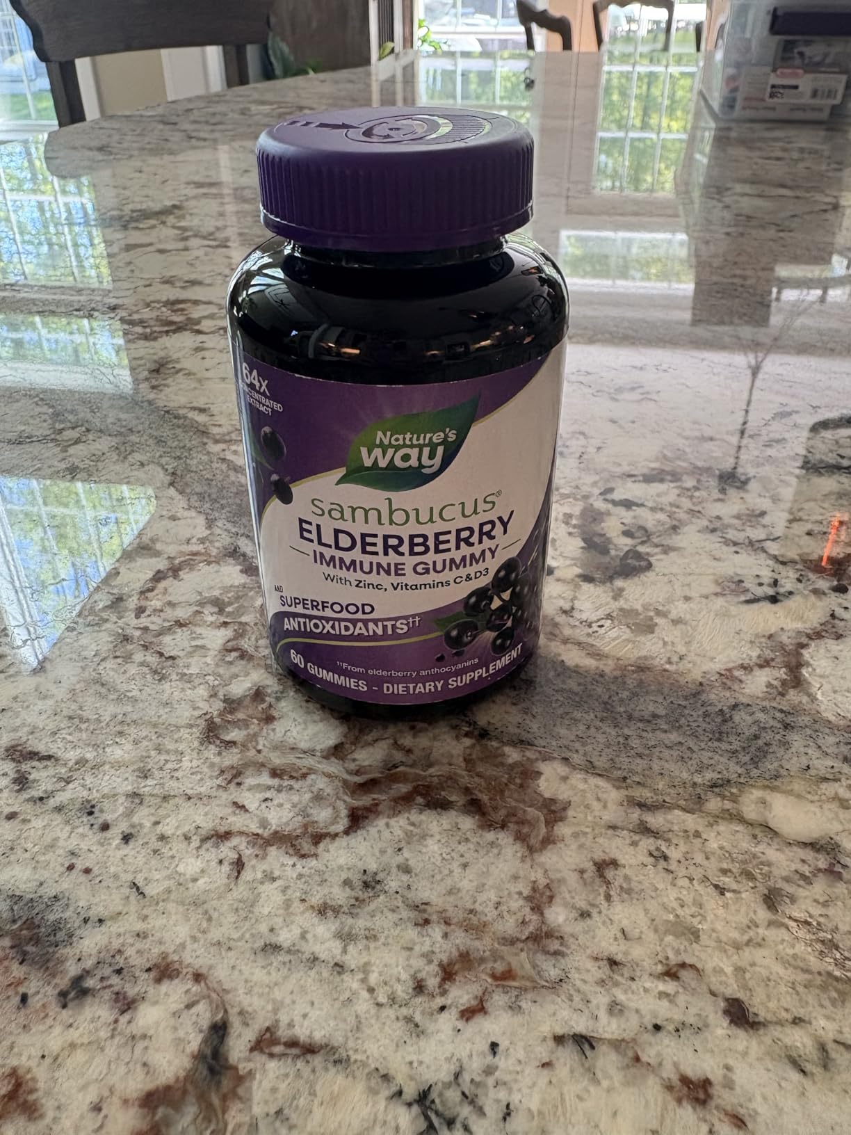 Nature's Way Sambucus Elderberry Gummies, Immune Support Gummy for Adults & Kids Ages 4+ with Black Elderberry Extract, Vitamin C, Vitamin D3, and Zinc, 60 Gummies customer photo 1