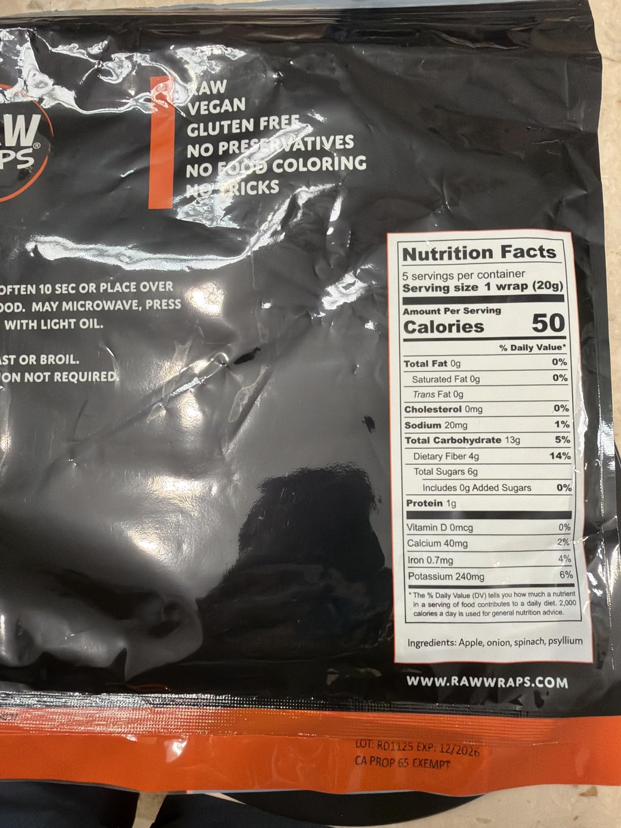 Raw Wraps, Gluten Free, Paleo, Vegan, Keto Friendly Food, Shelf Stable, 5 Wraps per Pack, Vegan, Low Carb Tortilla Wraps, Spinach Flavor customer photo 1