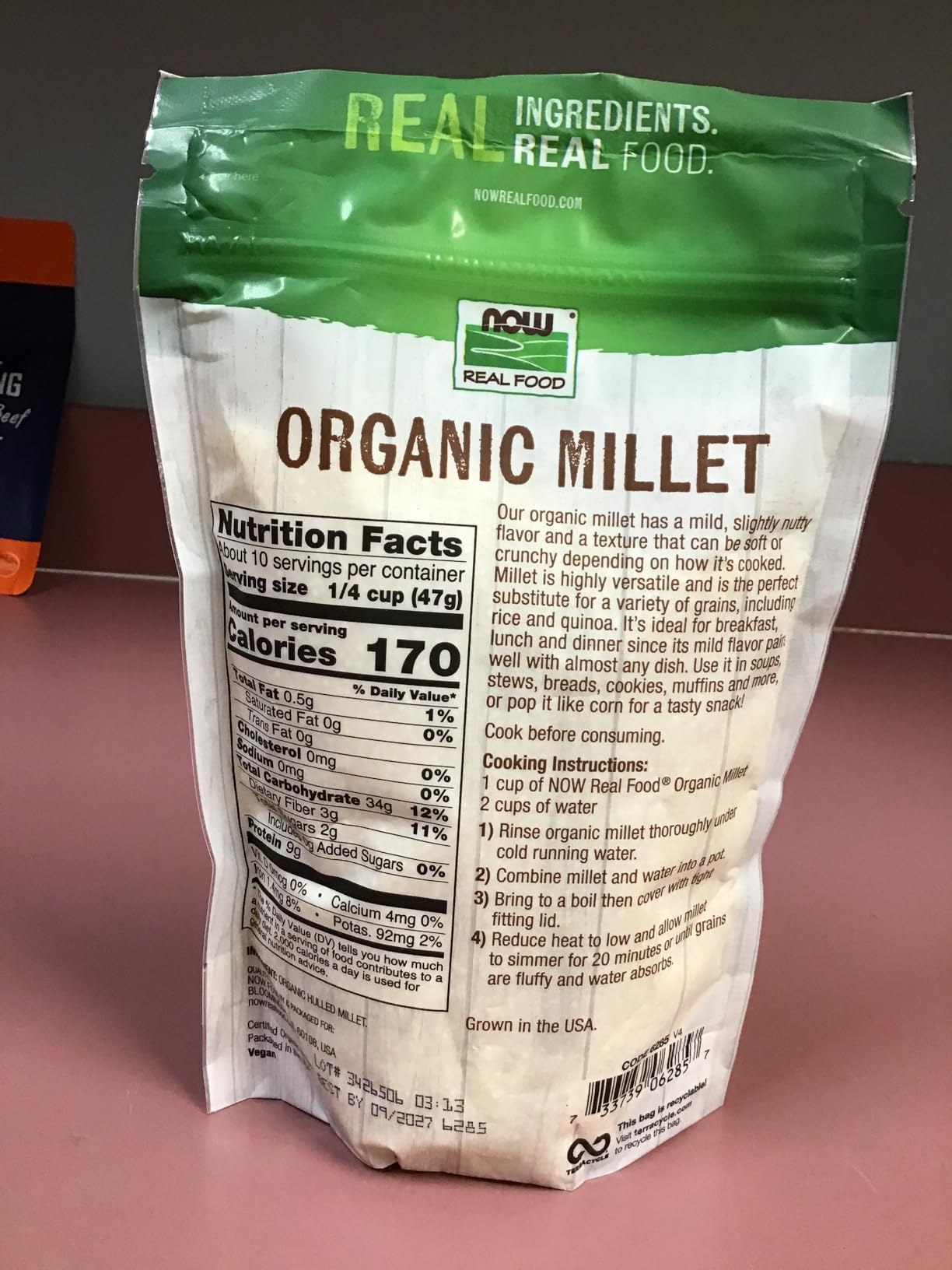NOW Foods, Organic Millet, Gluten-Free, Whole Grain, Hulled, USA-Grown, 16-Ounce customer photo 1
