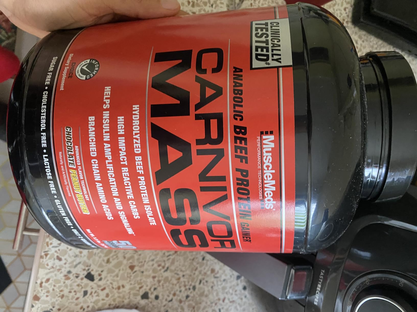 MuscleMeds CARNIVOR Mass Gainer Beef Protein Isolate Shake, 50 Grams Protein, 125 Grams Carbs, 0 Fat, 0 Sugar, Lactose Free, Halal Certified, Chocolate Peanut Butter, 6 Pound customer photo 1