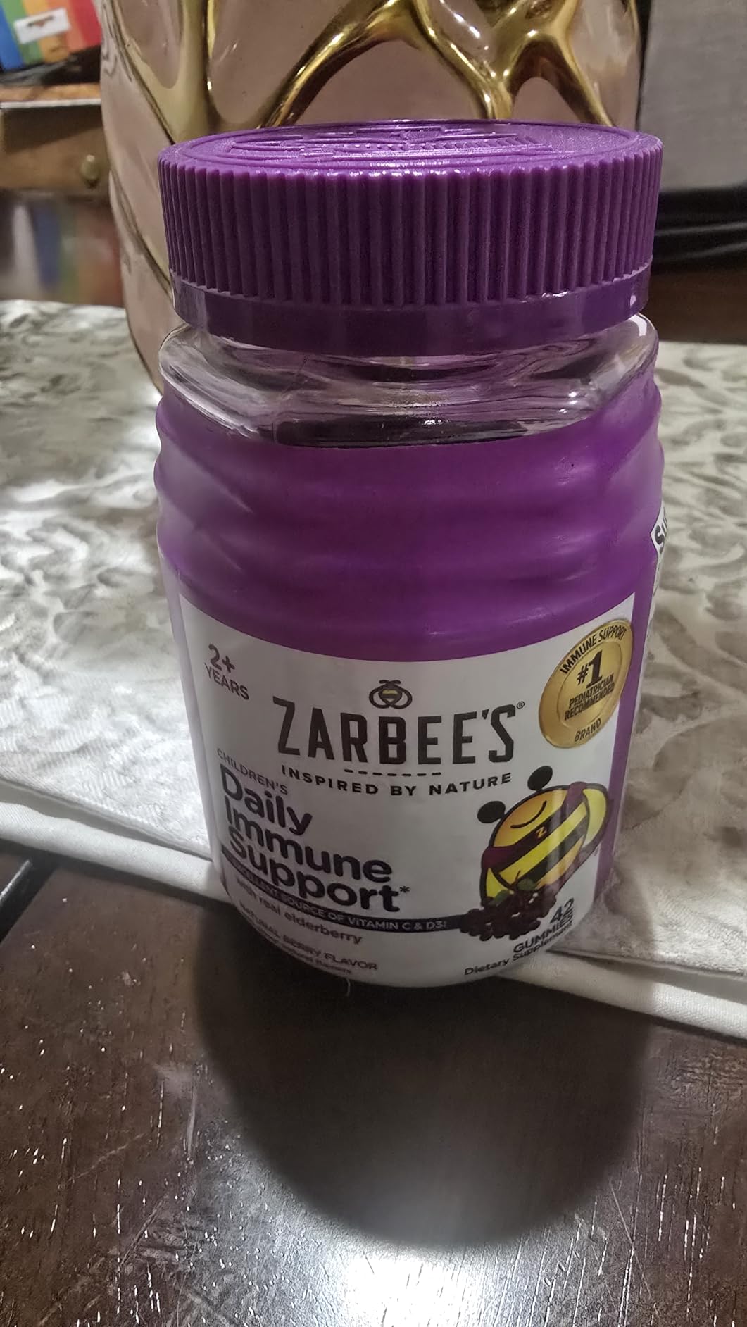 Zarbee's Elderberry Gummies for Kids, Immune Support Supplement with Vitamins A, C, D3, E, & Zinc, Gluten & Gelatin Free, No Artificial Flavors, Natural Berry Flavor, Ages 2+, 42 ct customer photo 2