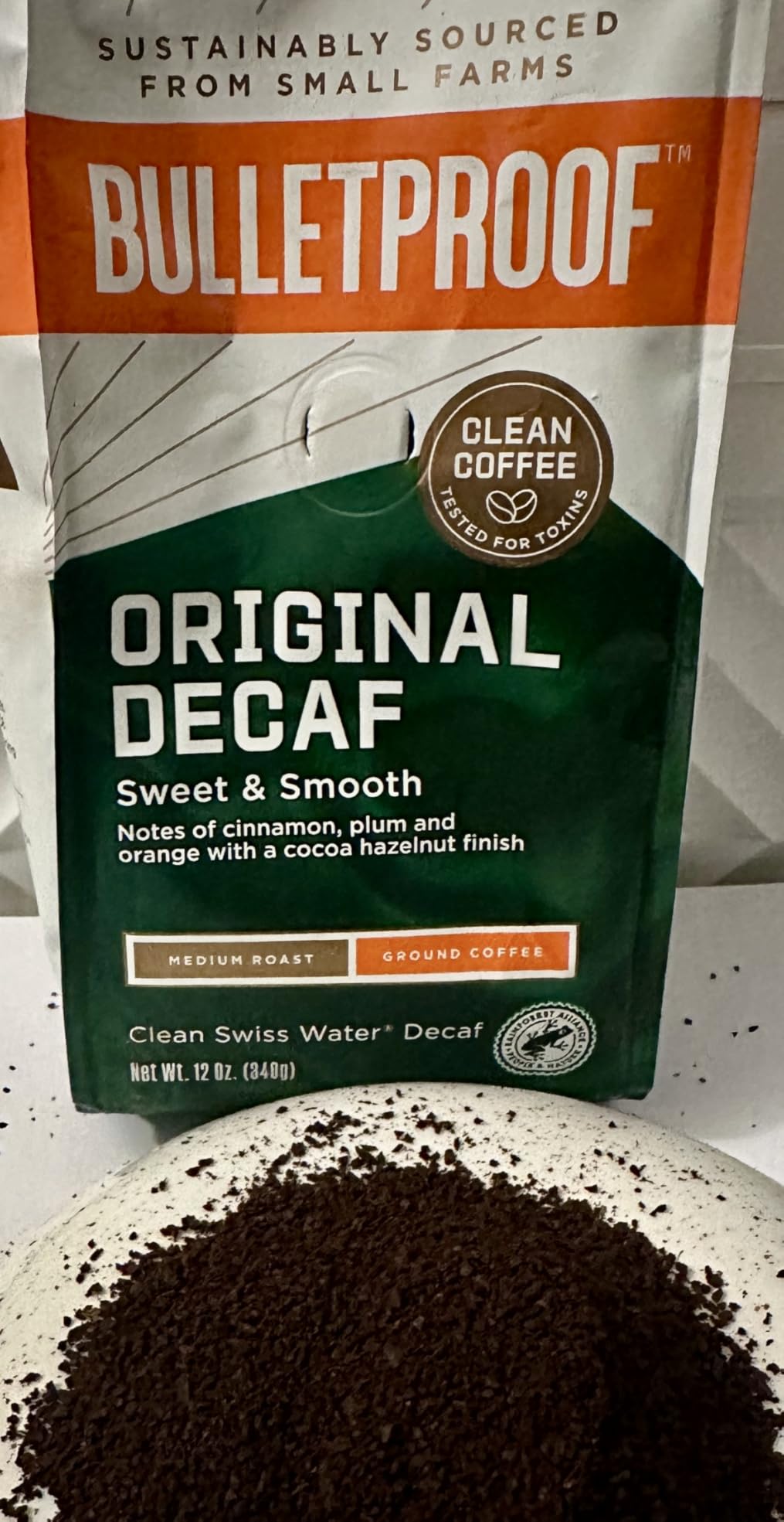 Bulletproof Original Medium Roast Ground Decaf Coffee, 12 Ounces, 100% Arabica Coffee, Clean Coffee Tested for Toxins customer photo 1