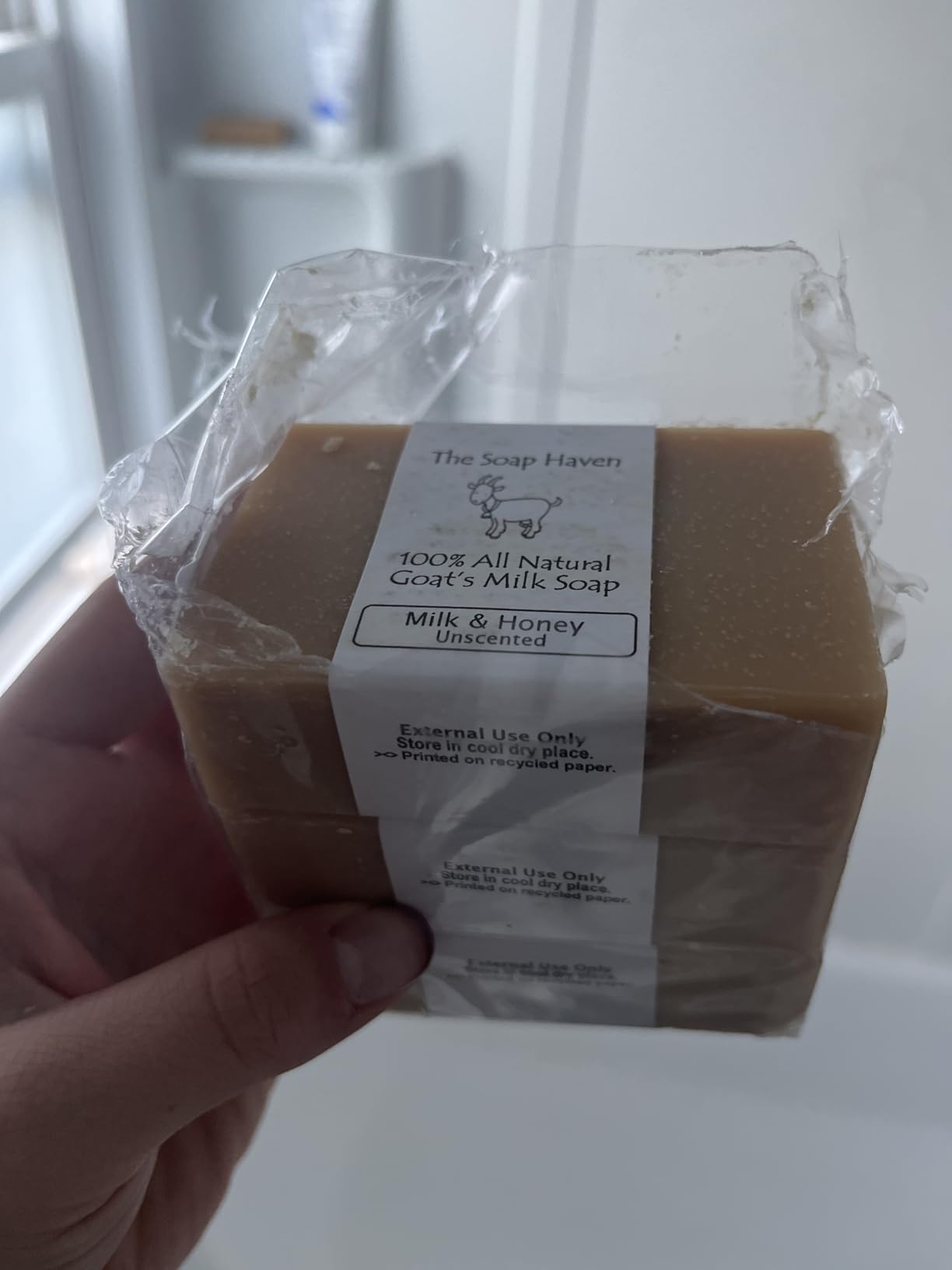 4 Goat Milk Soap Bars with Honey - Handmade in USA. All Natural Soap, Unscented, Fragrance Free, Fresh Goats Milk. Wonderful for Sensitive Skin and Babies. SLS, Paraben, GMO-Free customer photo 1