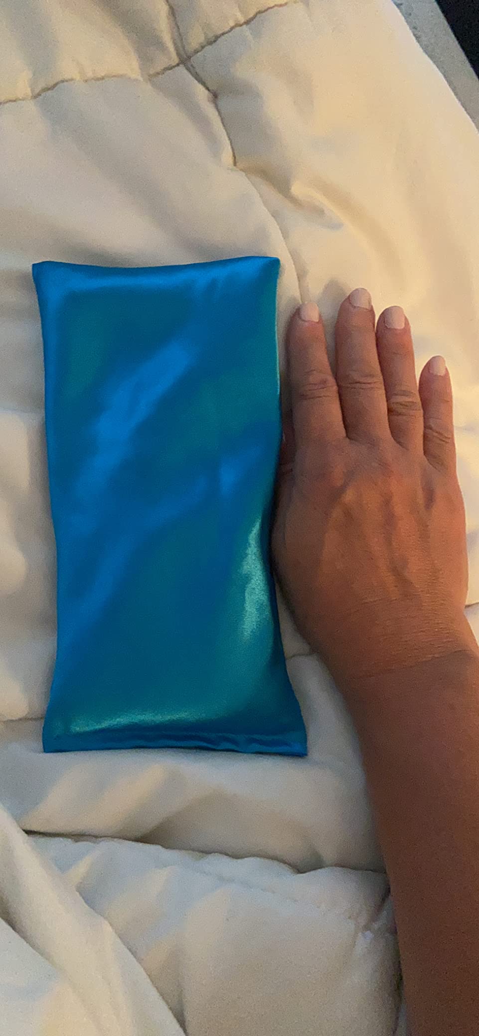 Lavender Eye Pillow | Hot or Cold Weighted Satin Eye Mask Perfect for Sleeping, Yoga, Meditation | Gifts for Women, Birthday, Teachers | Natural Herbal Relaxation | Made in USA (Aqua) customer photo 1