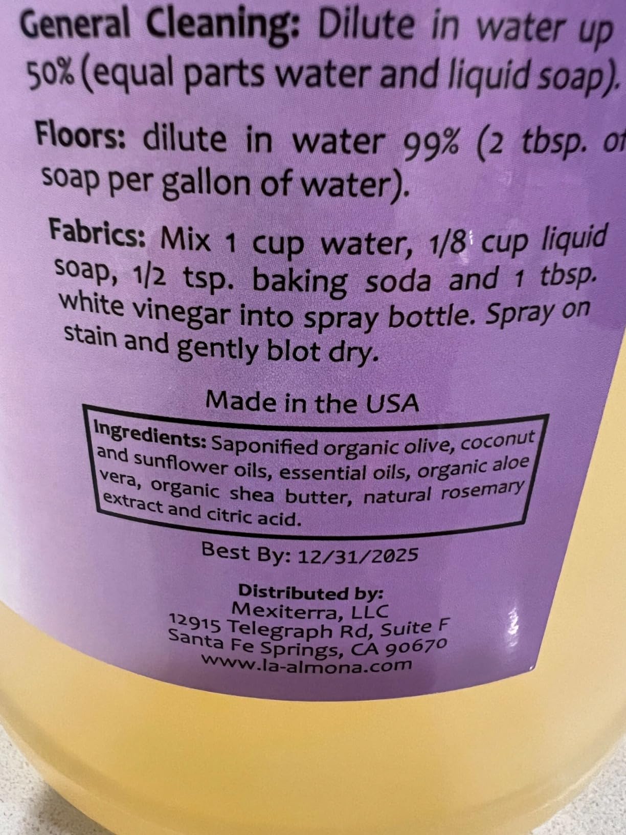 La Almona - Pure Castile Liquid Soap, UNSCENTED, 1 Gallon - Multipurpose: Hands, Face, Body, Laundry, Dishes & More - For Sensitive Skin, All-Natural Ingredients, Fragrance Free customer photo 1