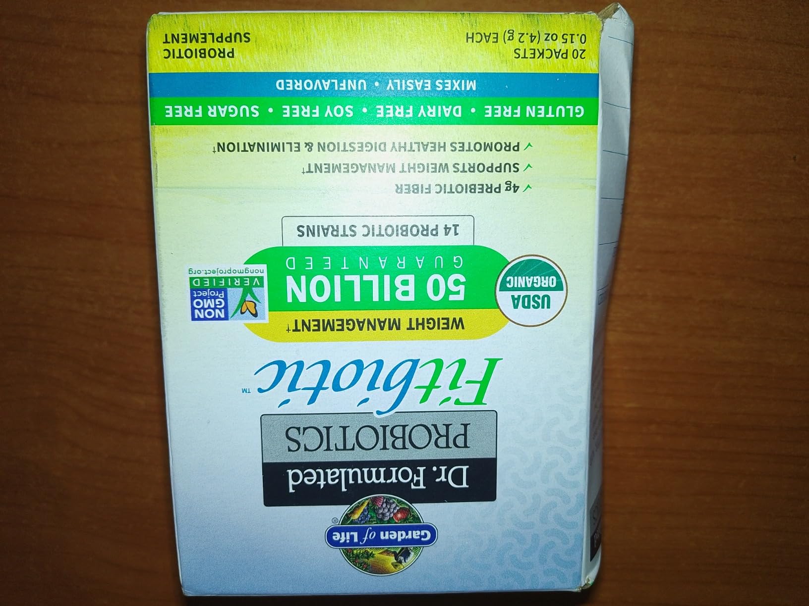 Garden of Life Dr. Formulated Fitbiotic Probiotics Weight Management Powder with 50 Billion CFU & Prebiotic Fiber - Organic, Non-GMO, Digestion Support, Gut Health, 20 Packets customer photo 1