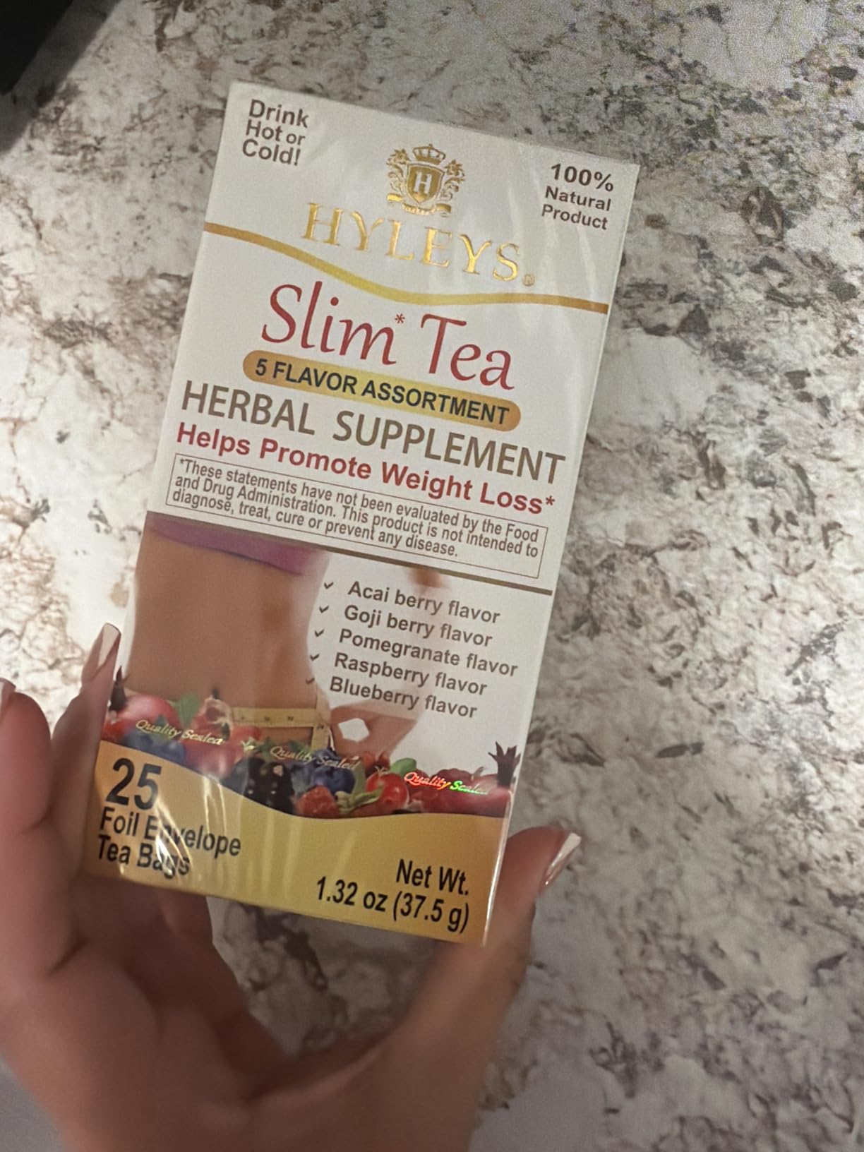HYLEYS Slim Tea 5 Flavor Assortment - Weight Loss Herbal Supplement Cleanse and Detox - 25 Tea Bags (1 Pack) - Assorted Tea Variety Pack customer photo 2