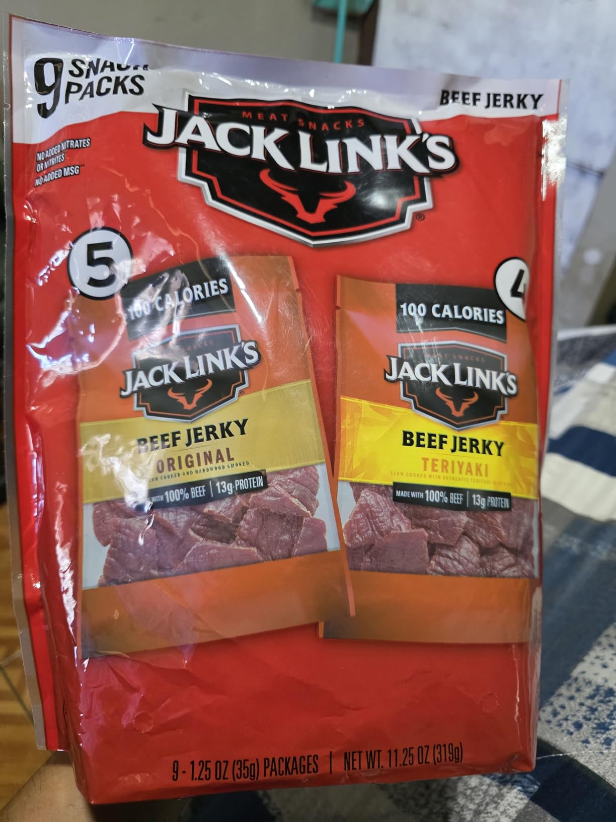 Jack Link's Beef Jerky Variety Pack - Original and Teriyaki - (9 Pack) 1.25 oz Bag - 13g Protein per Serving customer photo 1