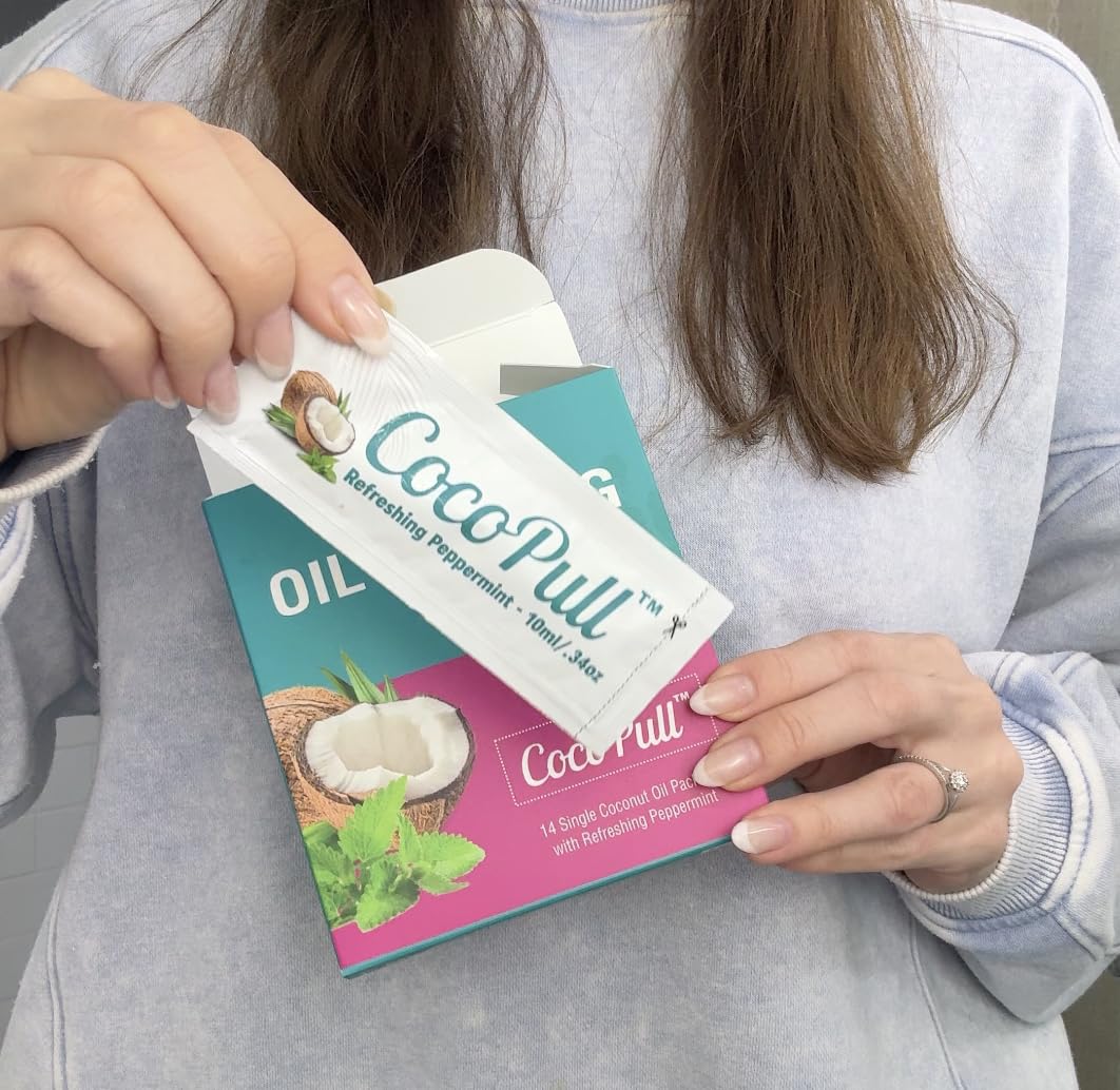 CocoPull USDA Organic Oil Pulling Mouthwash with Peppermint Oil - Organic Coconut Oil for Complete Oral Hygiene, Fresh Breath, Clean Teeth, Healthy Gums - Natural Teeth Whitening, Non-GMO customer photo 1