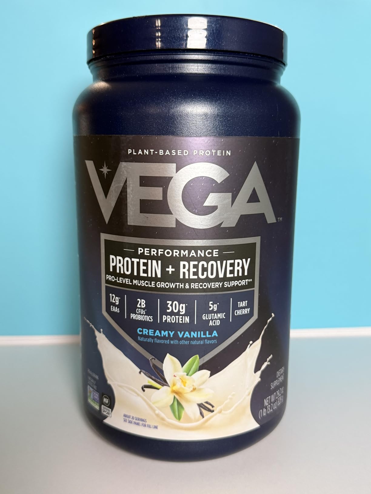 Vega Protein + Recovery, Vanilla - 30g Vegan Protein, Dairy & Gluten Free, Probiotics, NSF Certified, 28.8 oz (20 Servings) customer photo 2