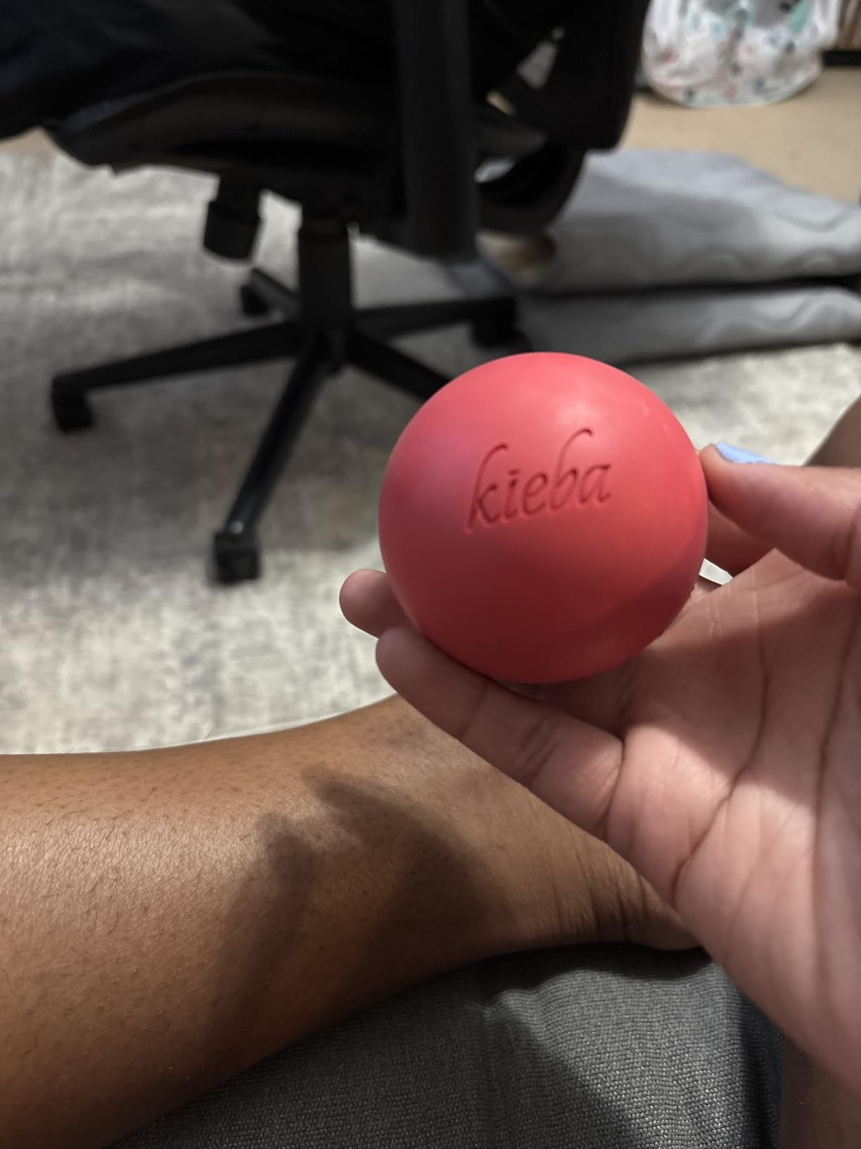 Kieba Massage Lacrosse Balls for Myofascial Release, Trigger Point Therapy, Muscle Knots, and Yoga Therapy. Set of 2 Firm Balls (Blue and Red) customer photo 2