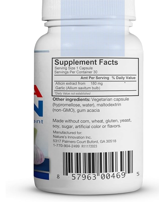 Allicin Supplement 100% Stabilized from Garlic, Odor-Controlled Extract, 180,000mcg (180mg) Non-GMO, Gluten-Free, Vegan, Supplement for Heart Health and Immune Support (30 Count) customer photo 1
